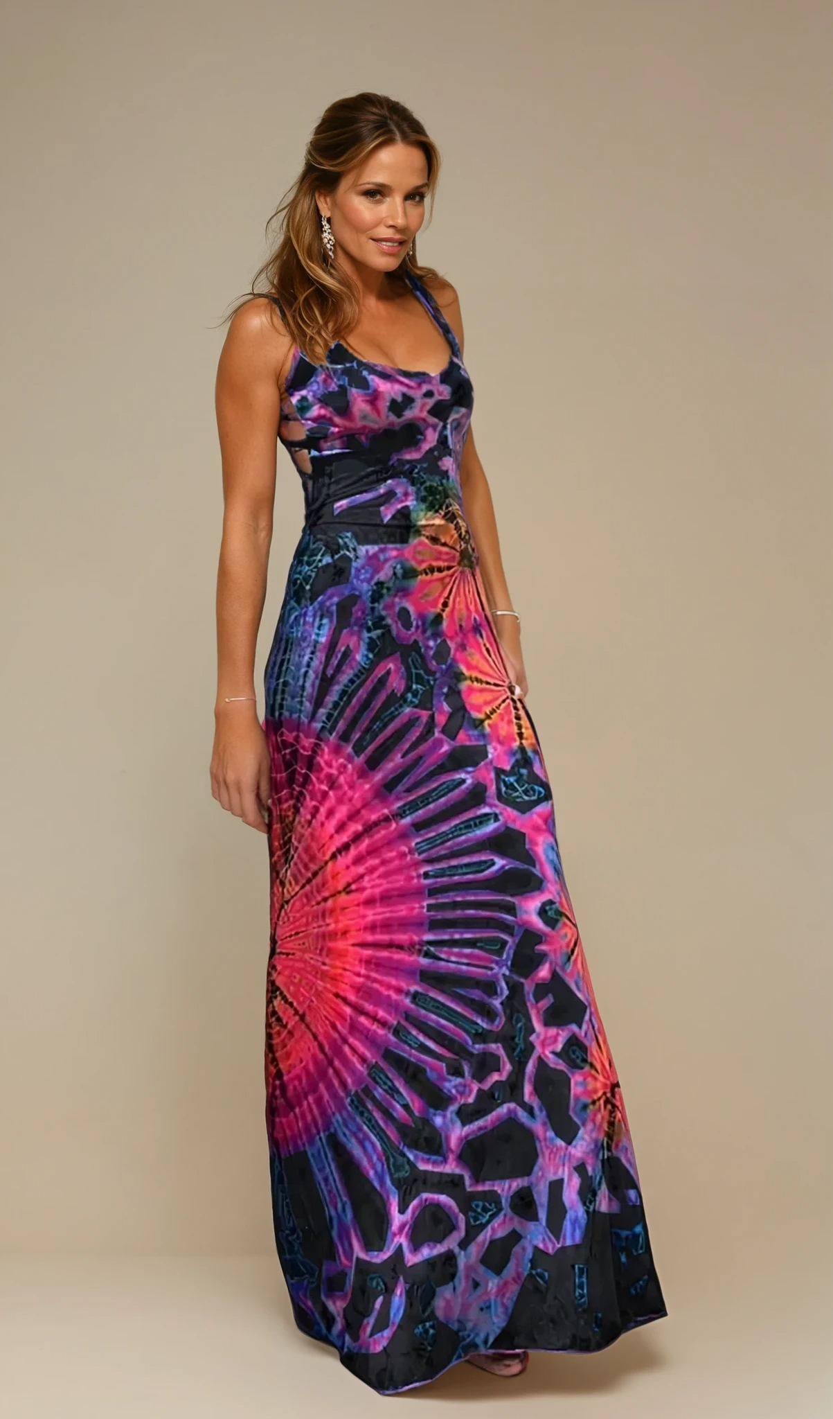 Arlina - Abstract Floral Printing Backless Dress for Woman