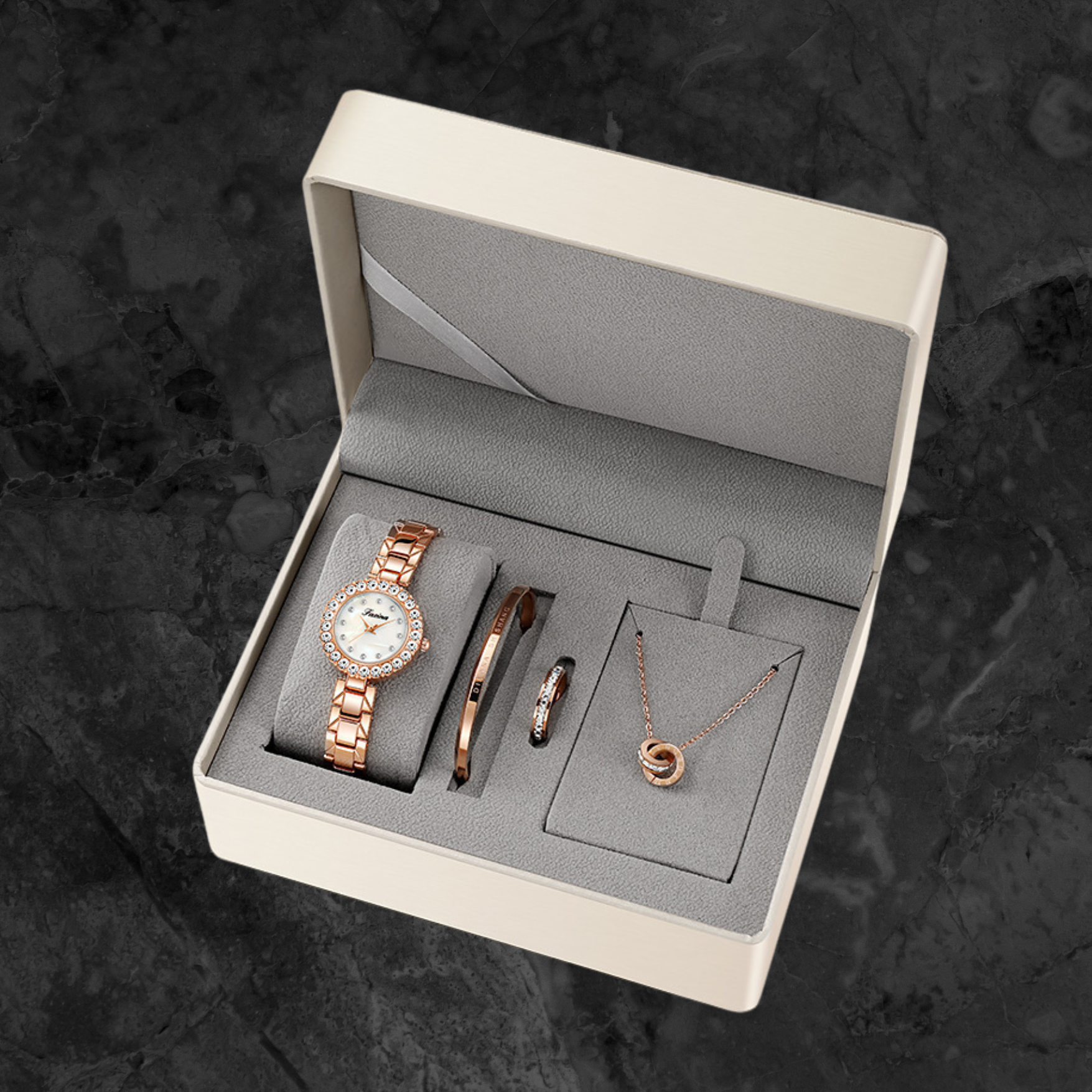 Classic Jewelry Gift Set – Watch, Bracelet & Necklace