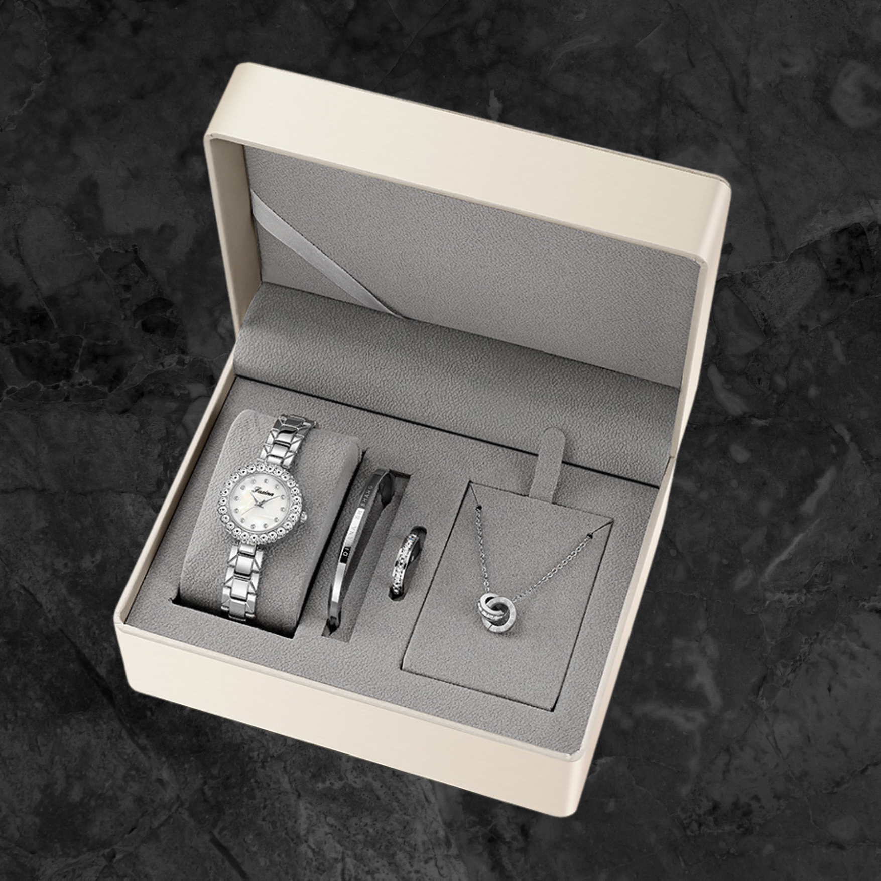 Classic Jewelry Gift Set – Watch, Bracelet & Necklace