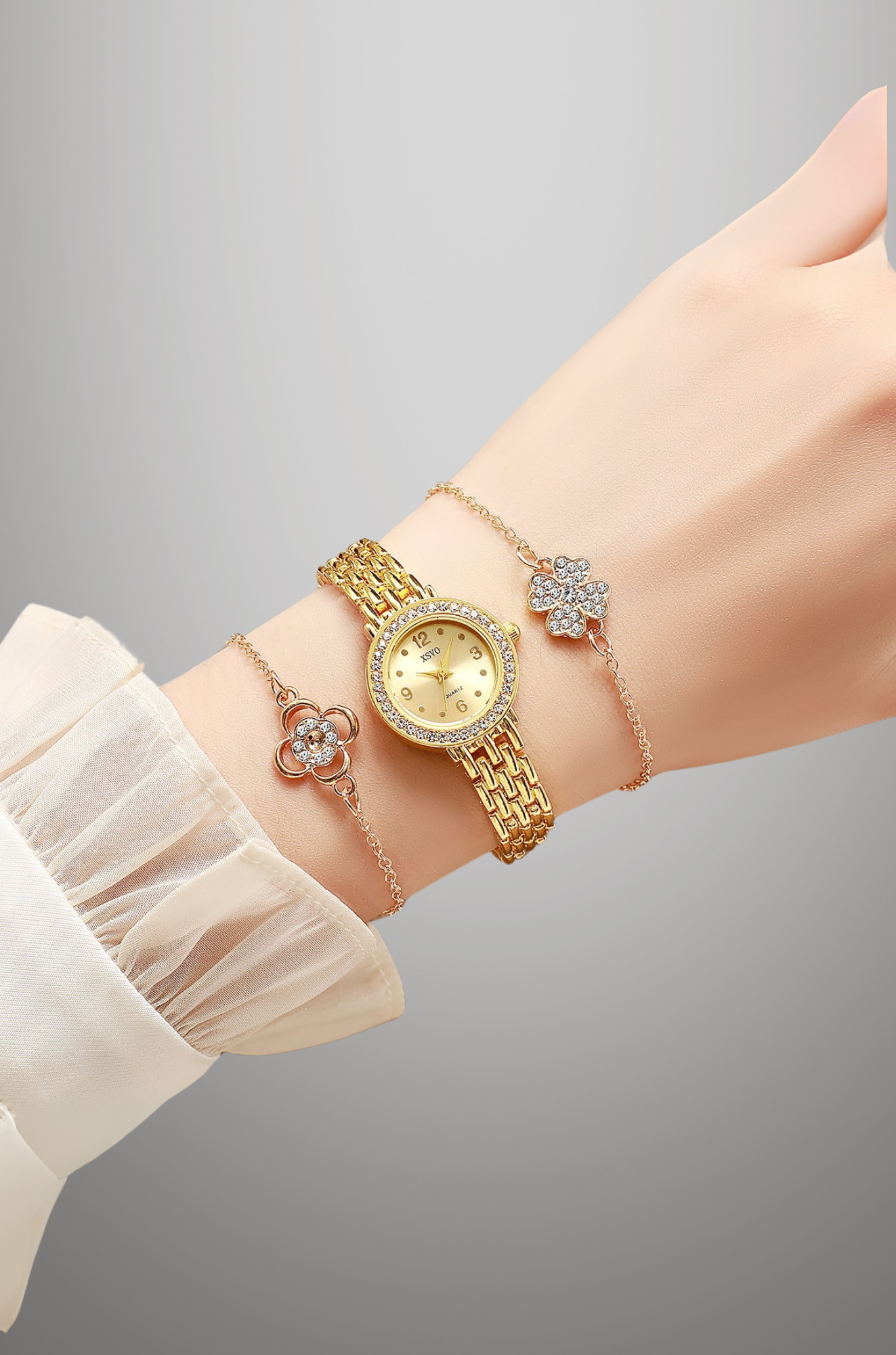 Golden Hour - Gold-Plated Watch and Bracelet Gift Set for Woman
