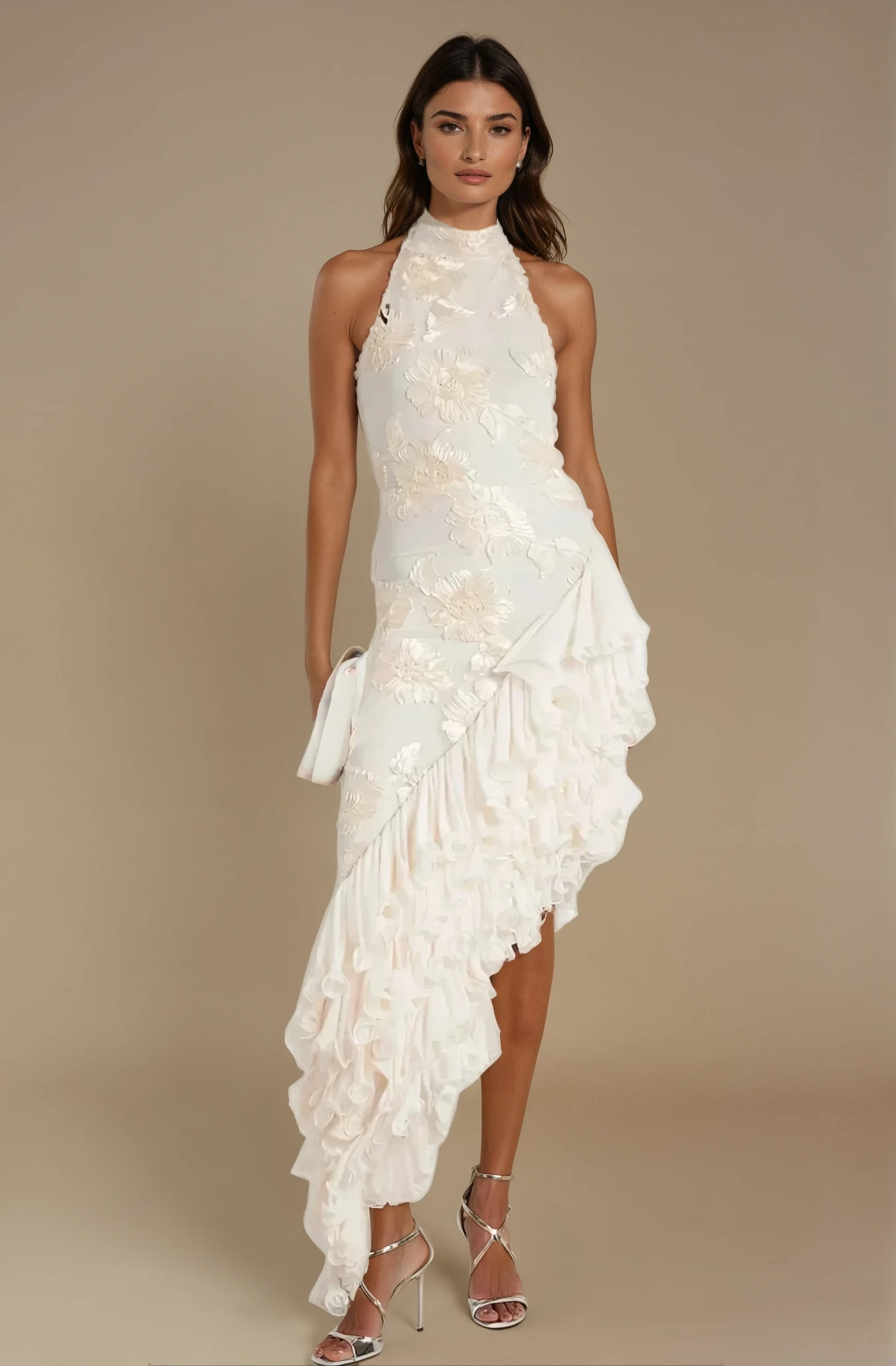 Floral-Appliqué Maxi Dress for Woman