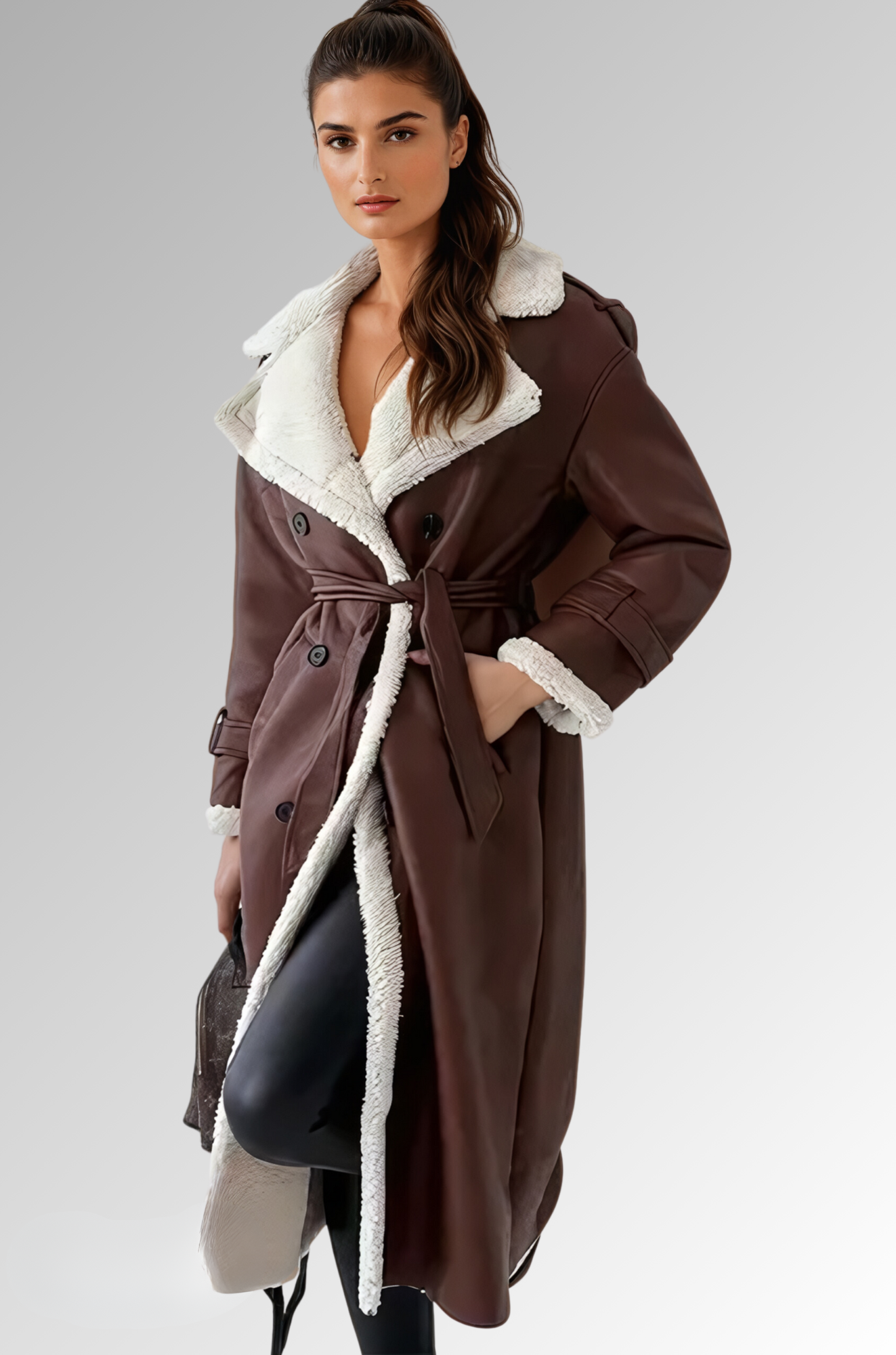 Elysian Wool Coat - Sherpa-Lined Winter Coat for Woman