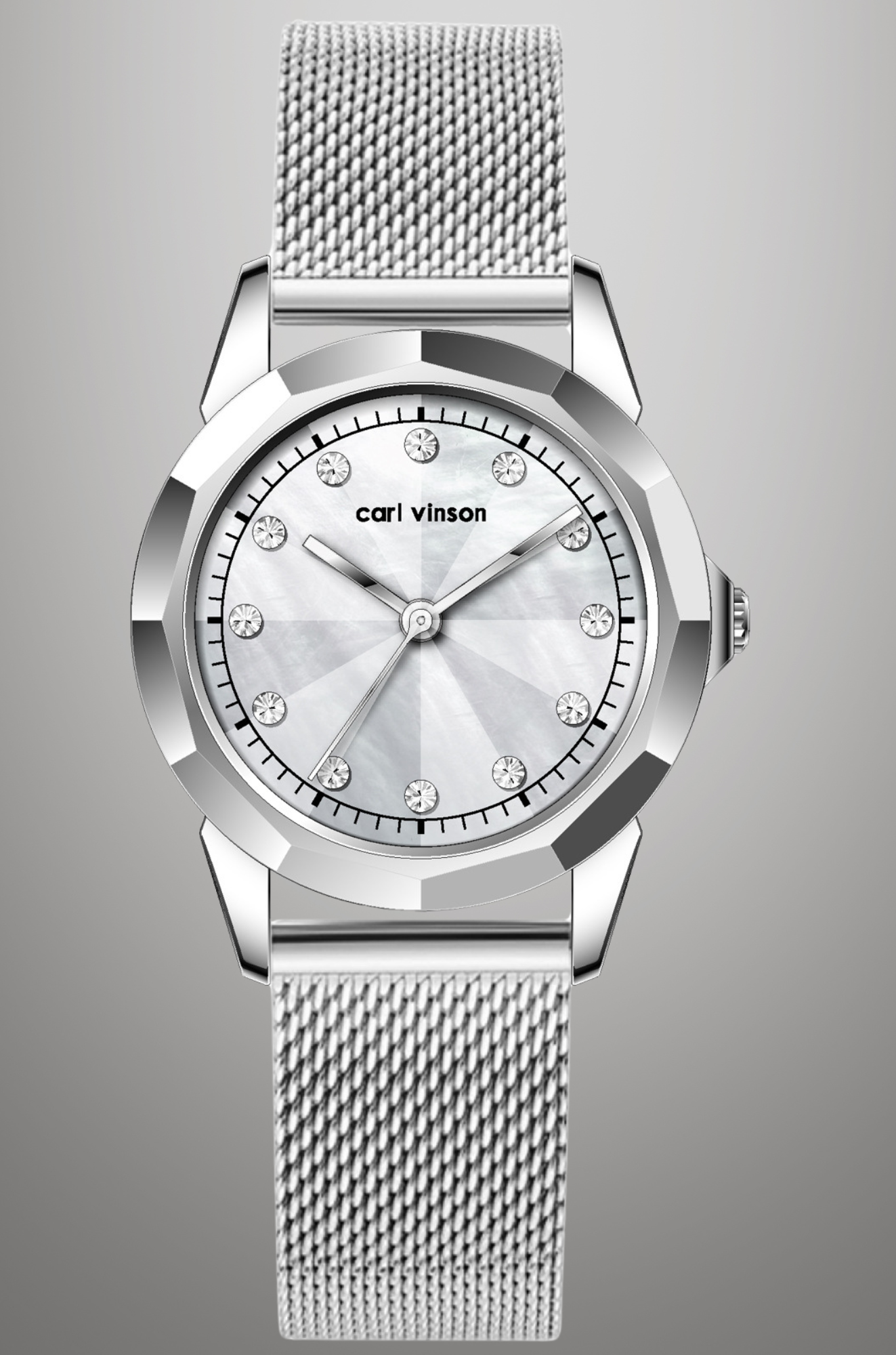 Carl Vinson - Polished Mesh Watch for Woman