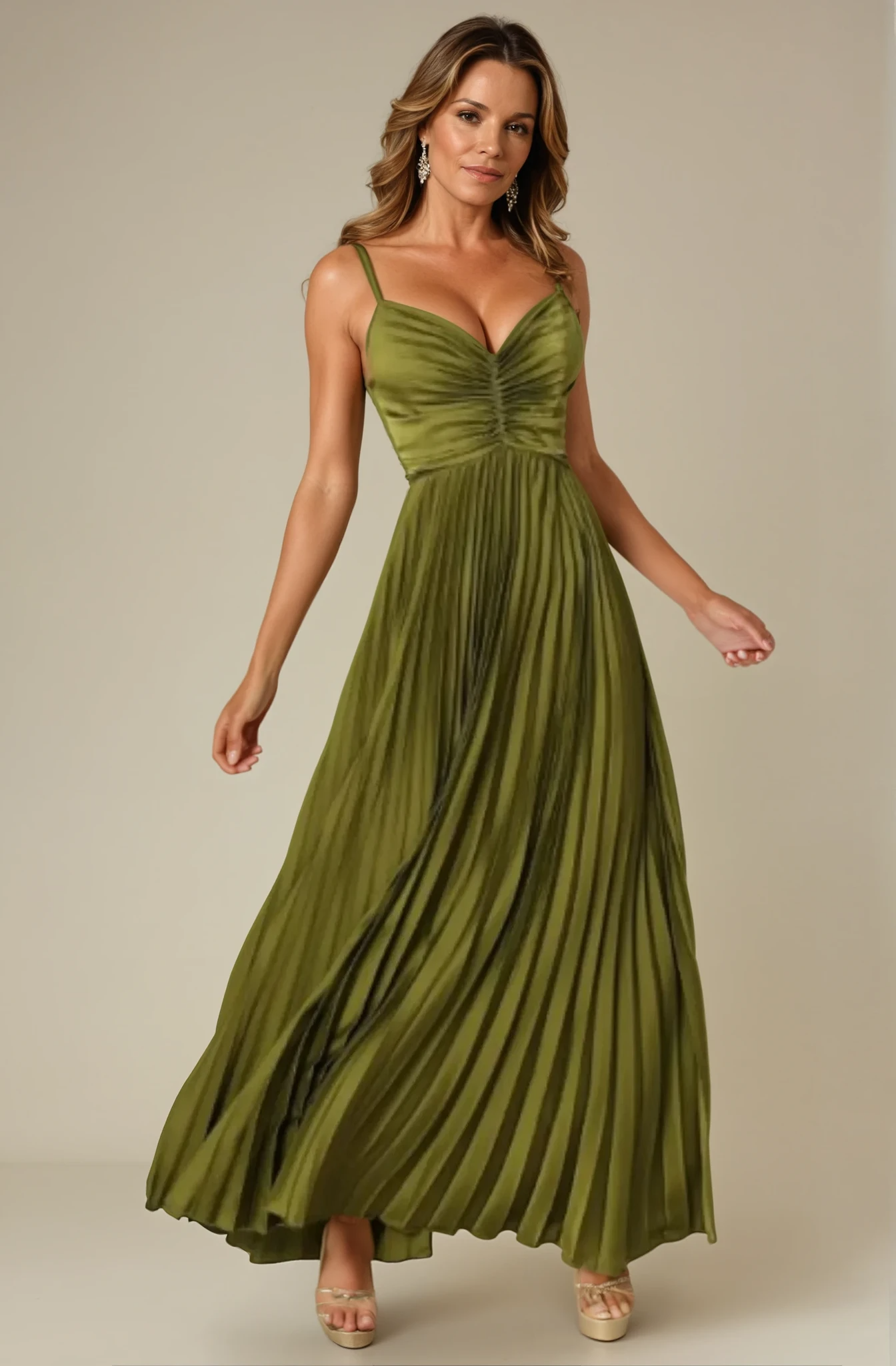 Aiah - Elegant Pleated Maxi Dress for Woman