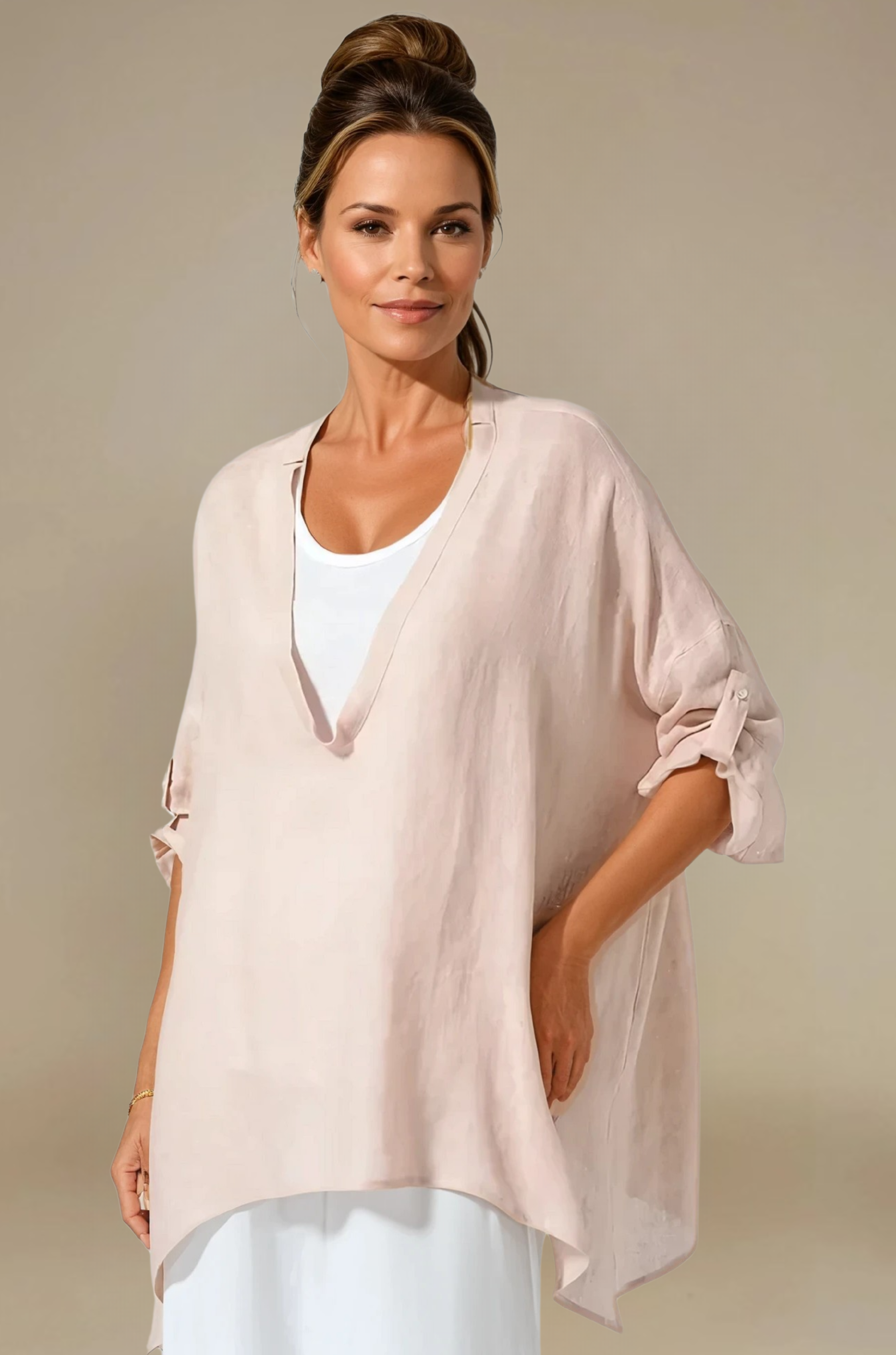 Casual Cotton And Linen - Elegant Oversized Blouse
