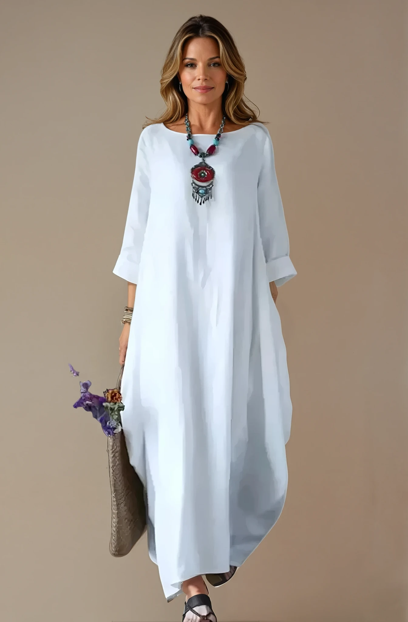 Women's Cotton and Linen Loose Plus Size Dress