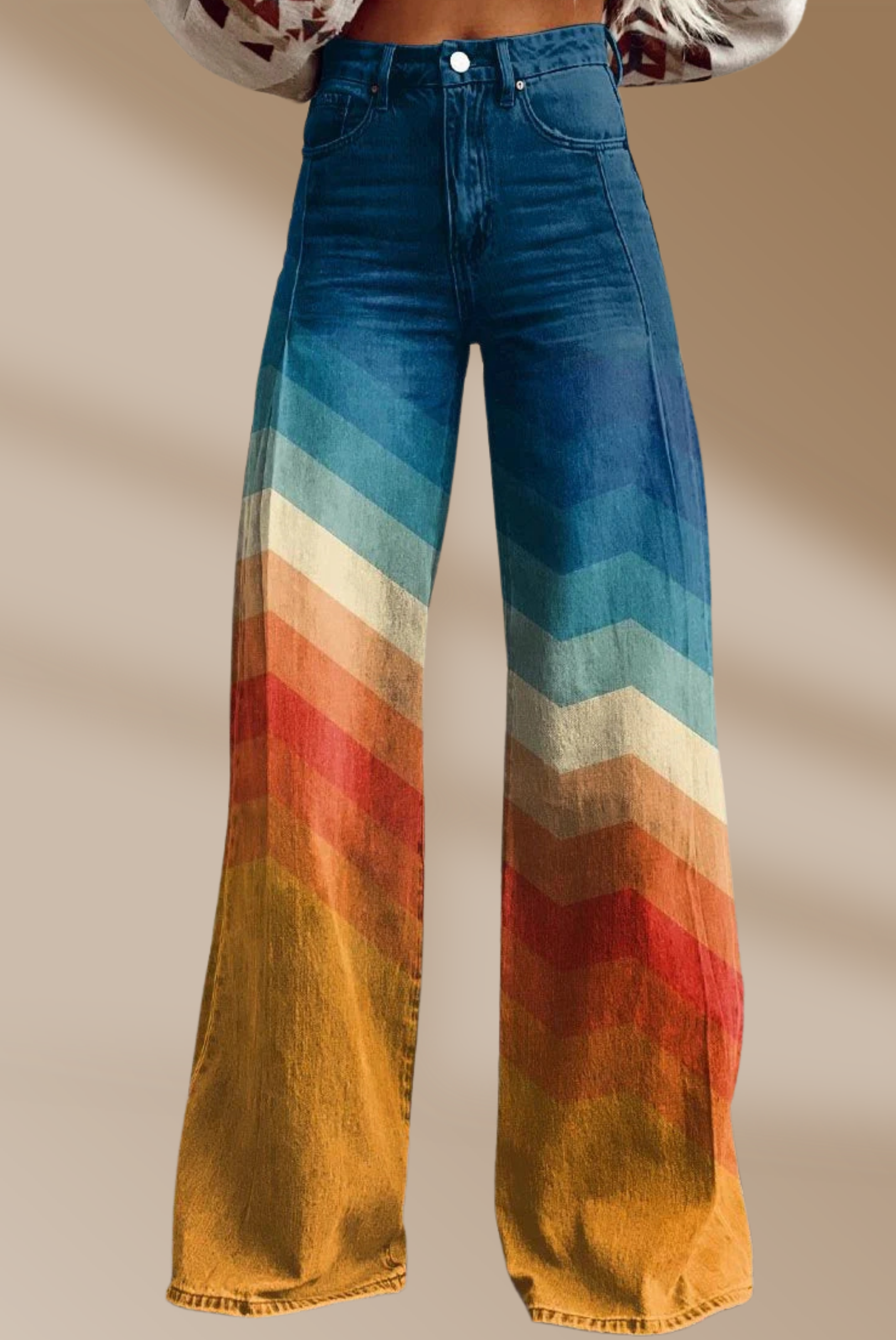 Lyra - Boho Wide-Leg Chevron Pants