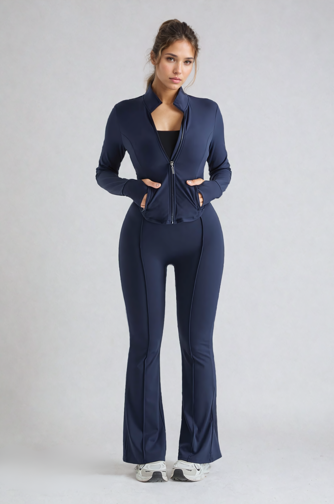 Poppy High Neck Slim Fit Flare Leg Set - Sleek Activewear for Woman