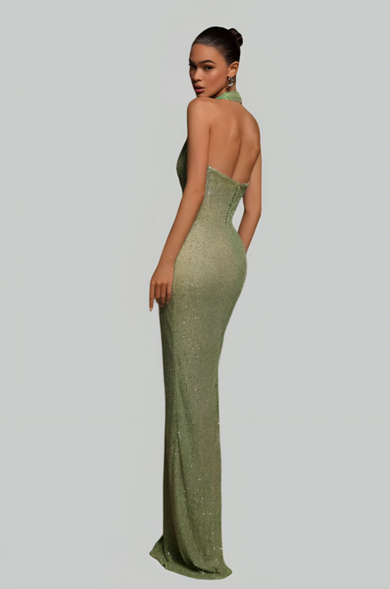 Sequin Halter Maxi Dress - Evening Gown for Woman