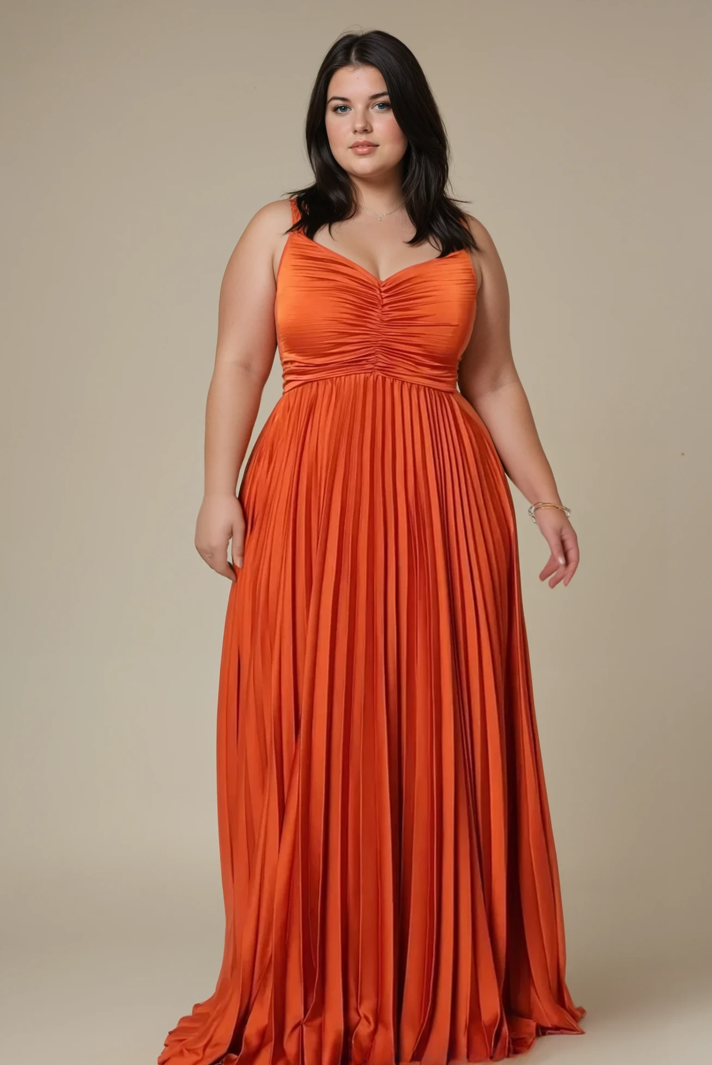 Aiah - Elegant Pleated Maxi Dress for Woman