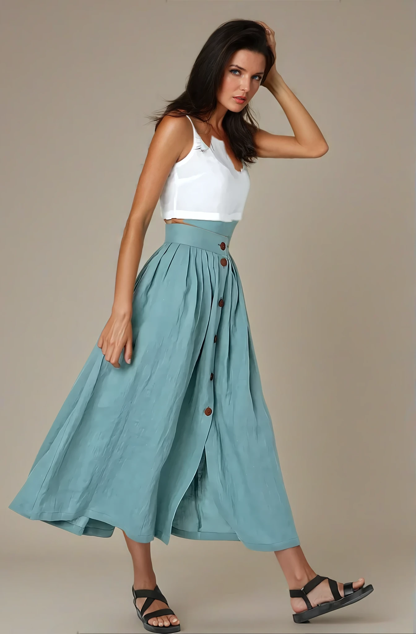 Casual Cotton Button Pocket Skirt - Effortless Everyday Elegance