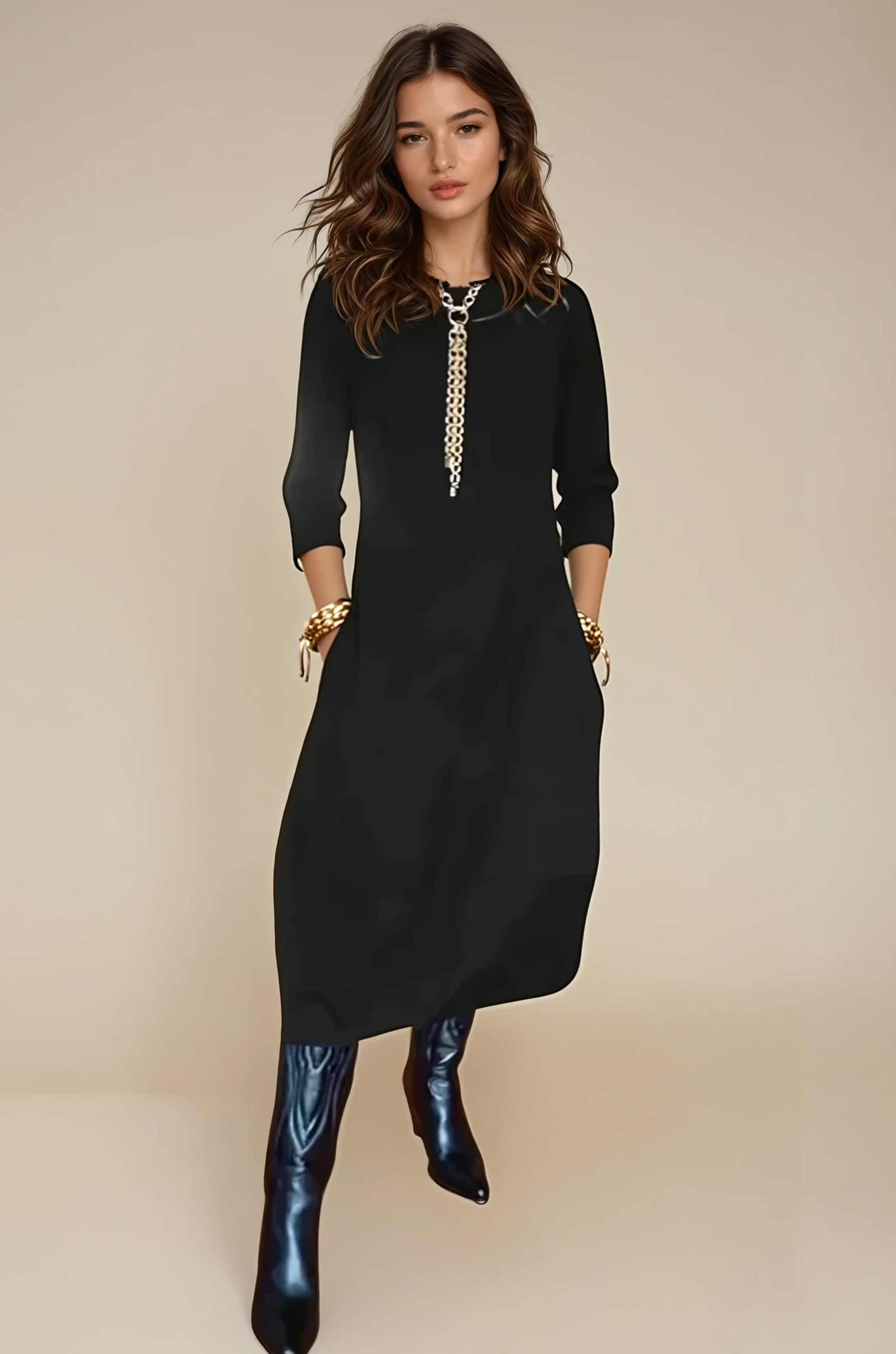 Laurel - Timeless and Comfy Midi Dress for Woman