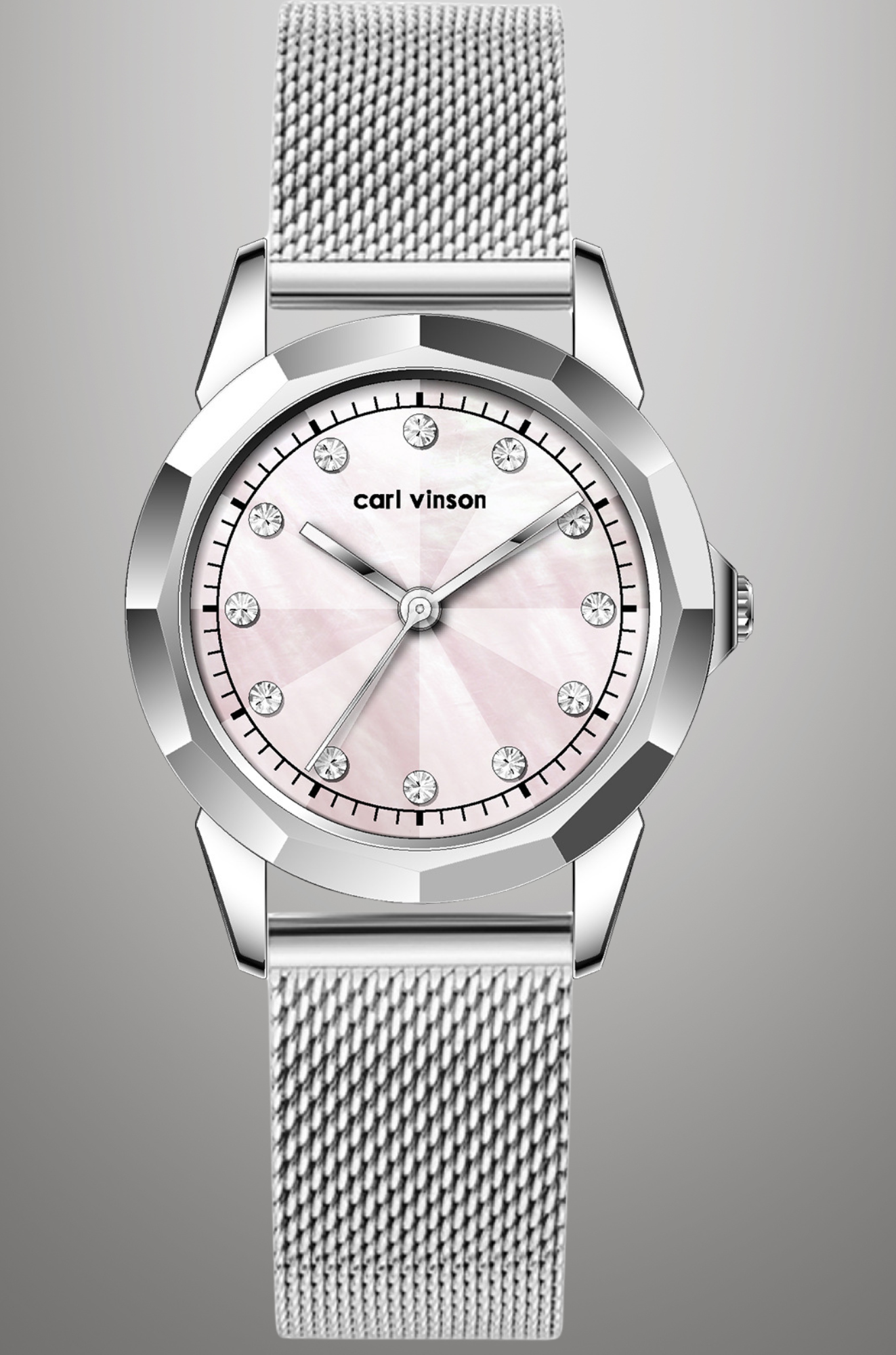 Carl Vinson - Polished Mesh Watch for Woman