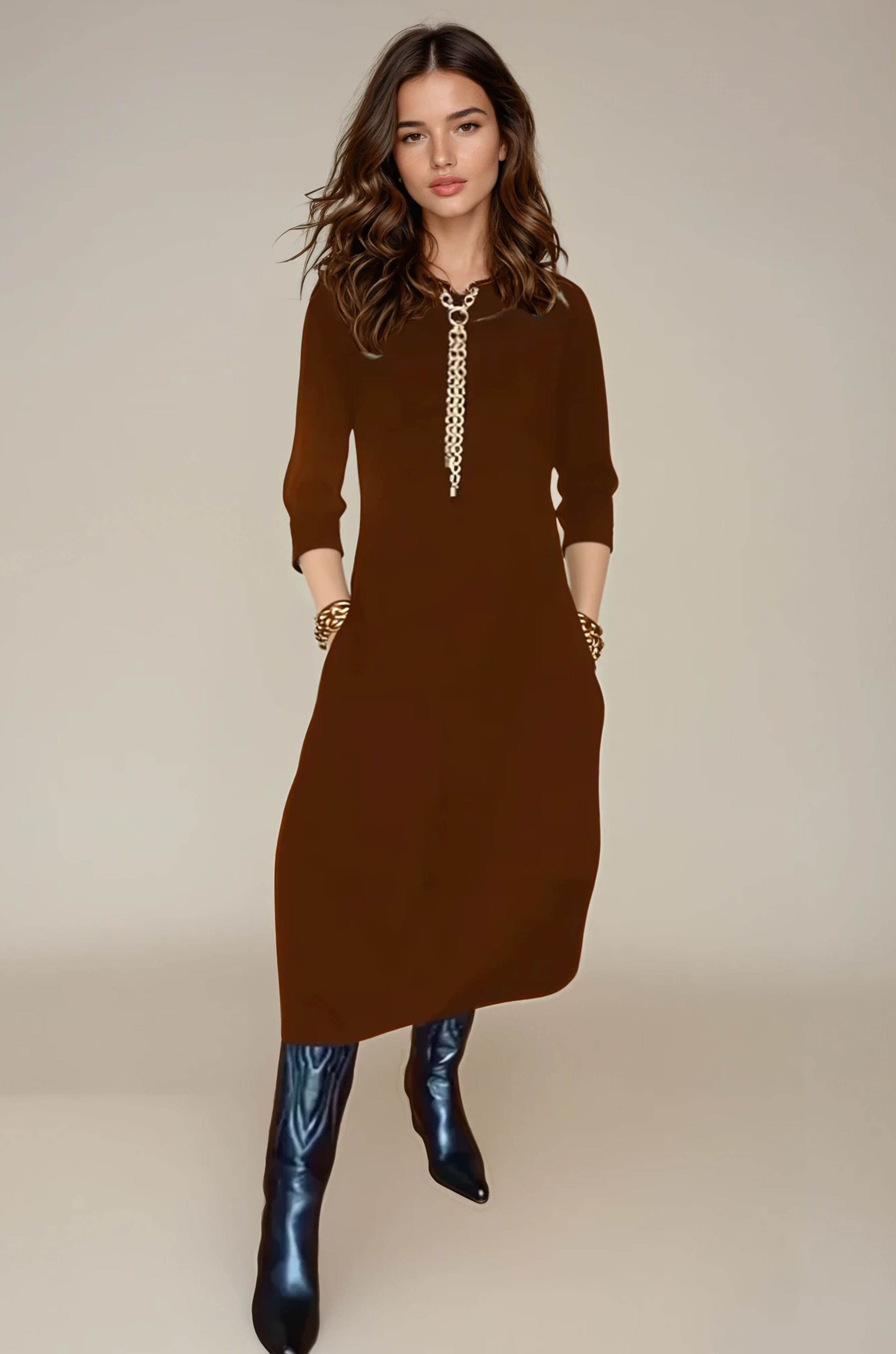 Laurel - Timeless and Comfy Midi Dress for Woman