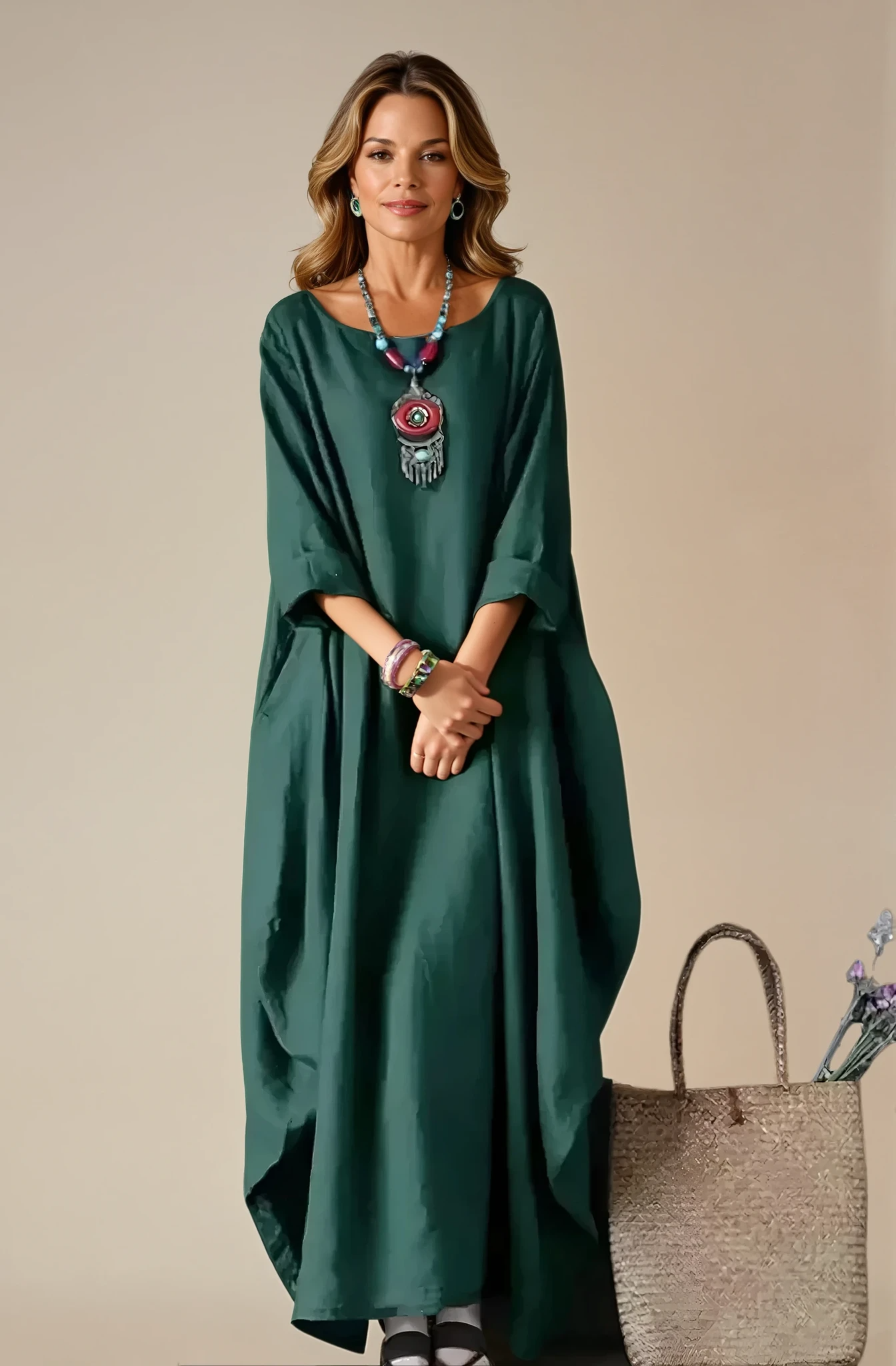 Women's Cotton and Linen Loose Plus Size Dress