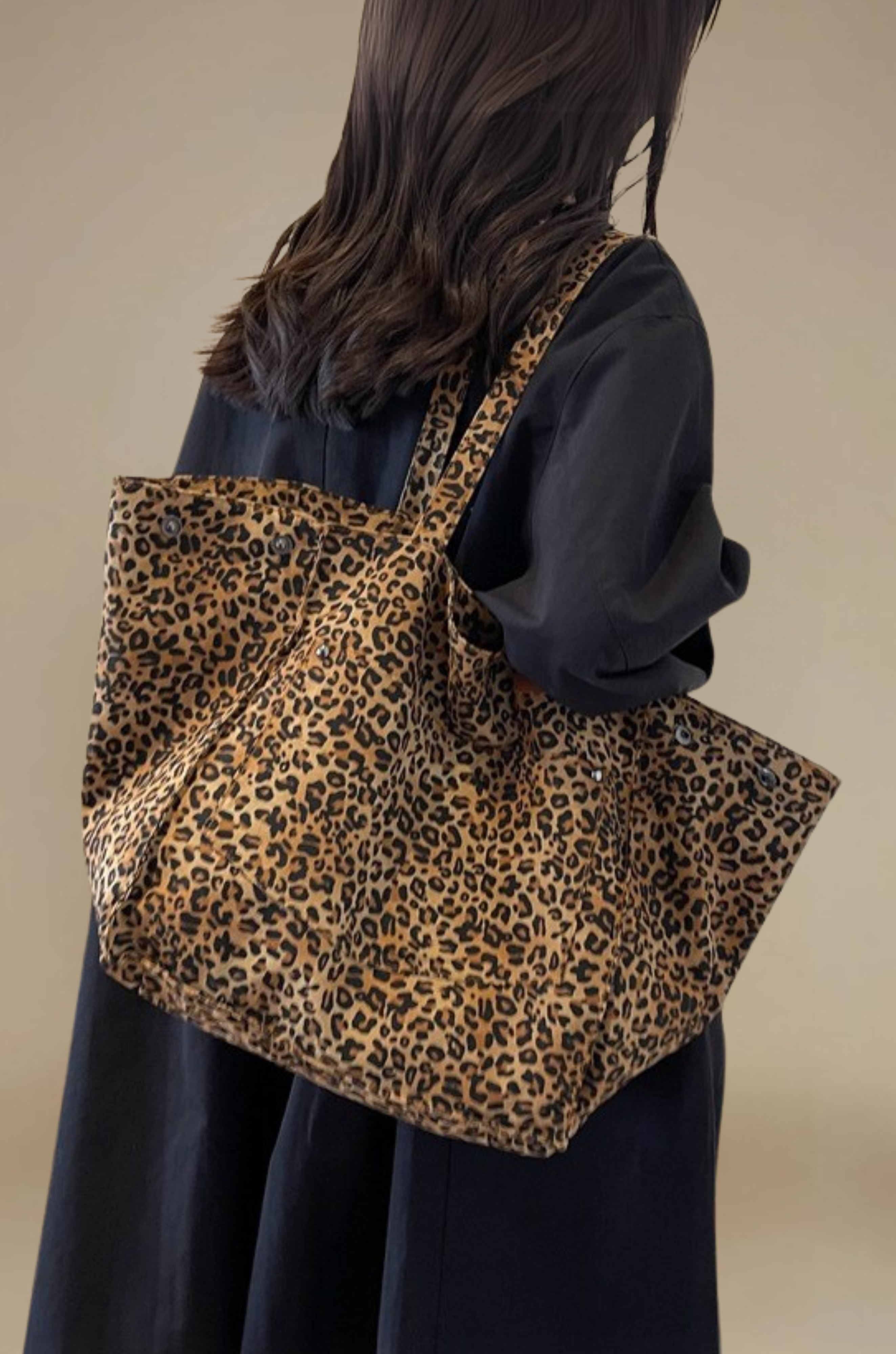 Leopard Canvas Tote - Large Capacity Handbag for Woman