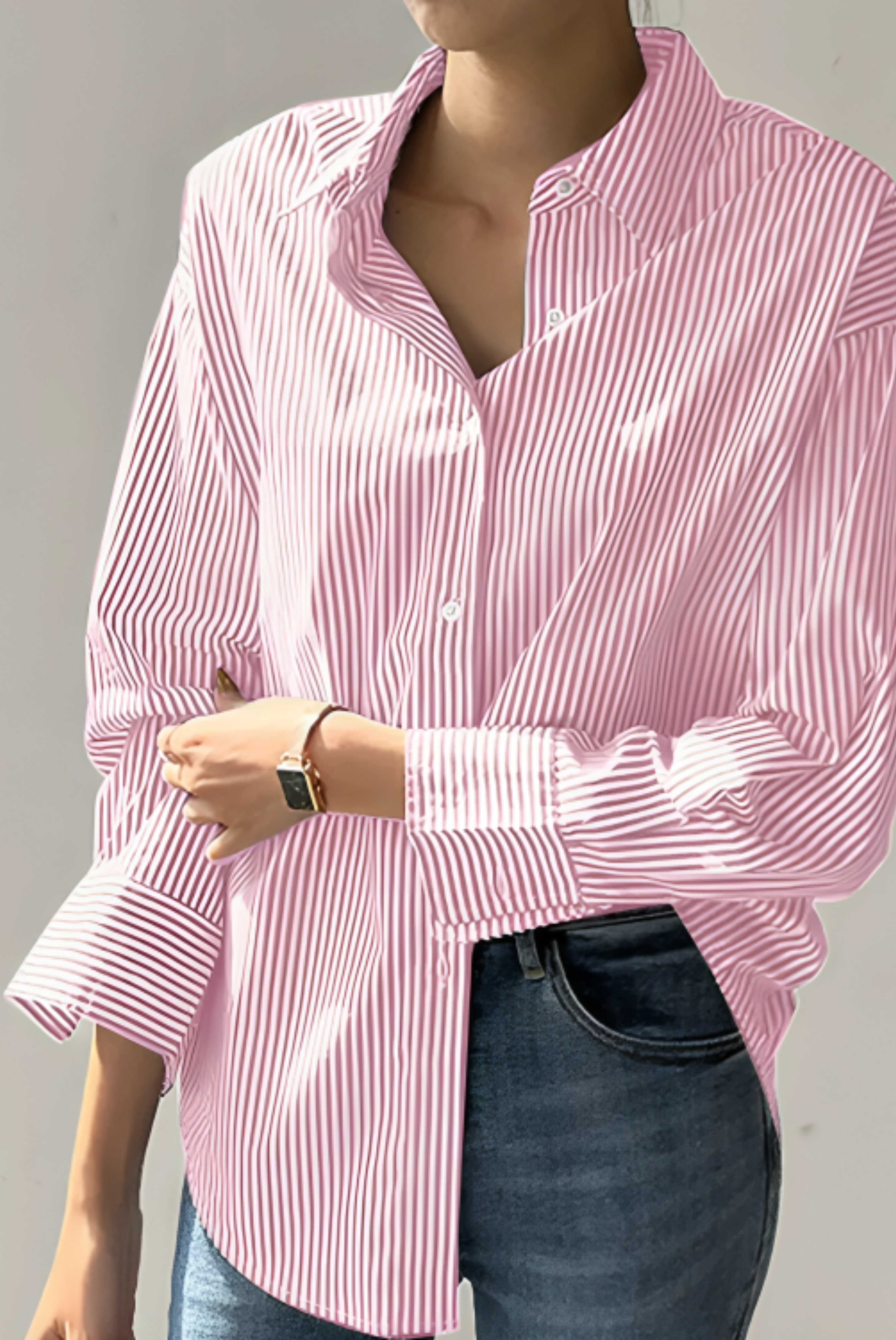 Hailey Executive Shirt - Striped Button-Up for Woman
