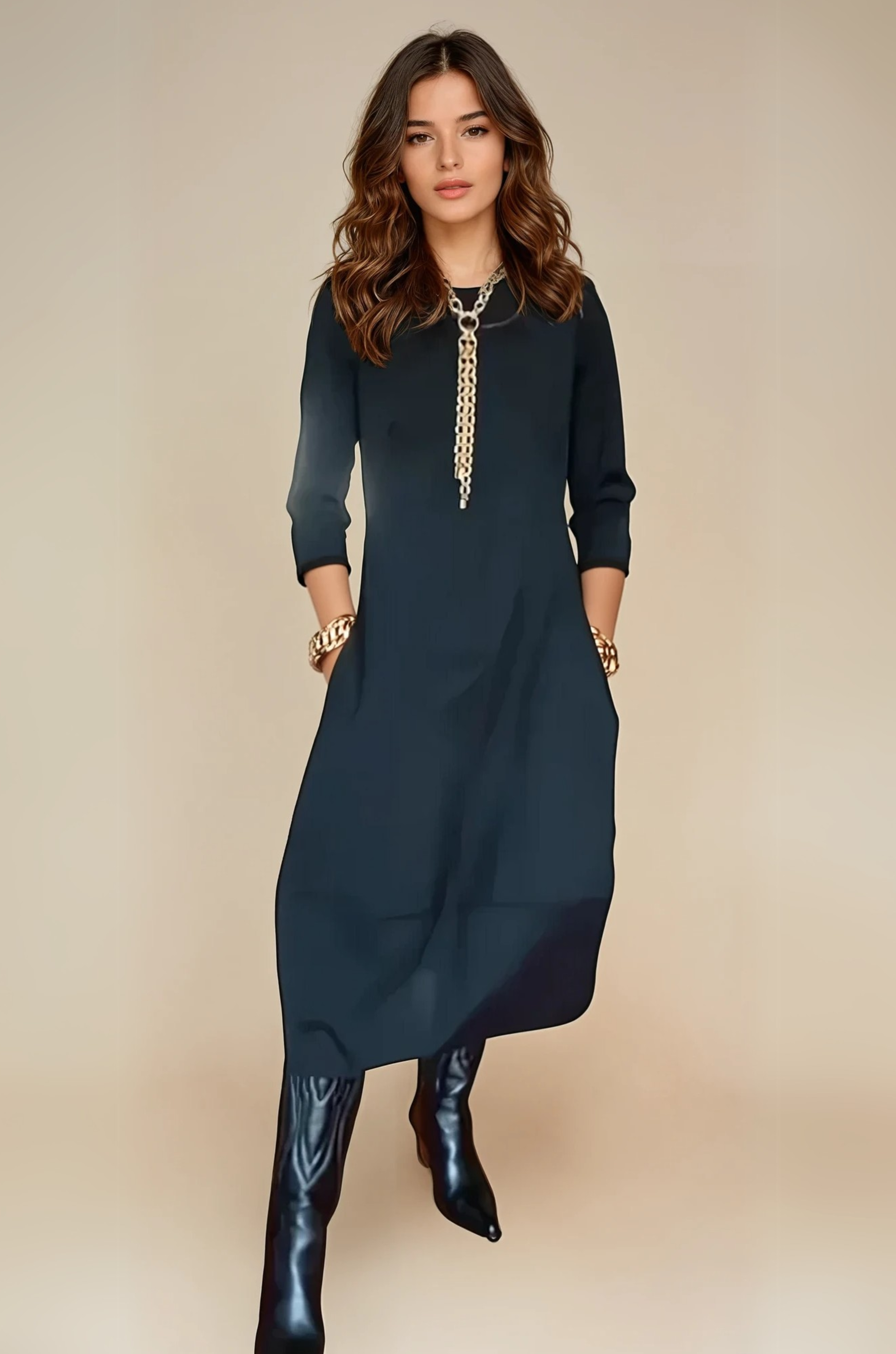 Laurel - Timeless and Comfy Midi Dress for Woman