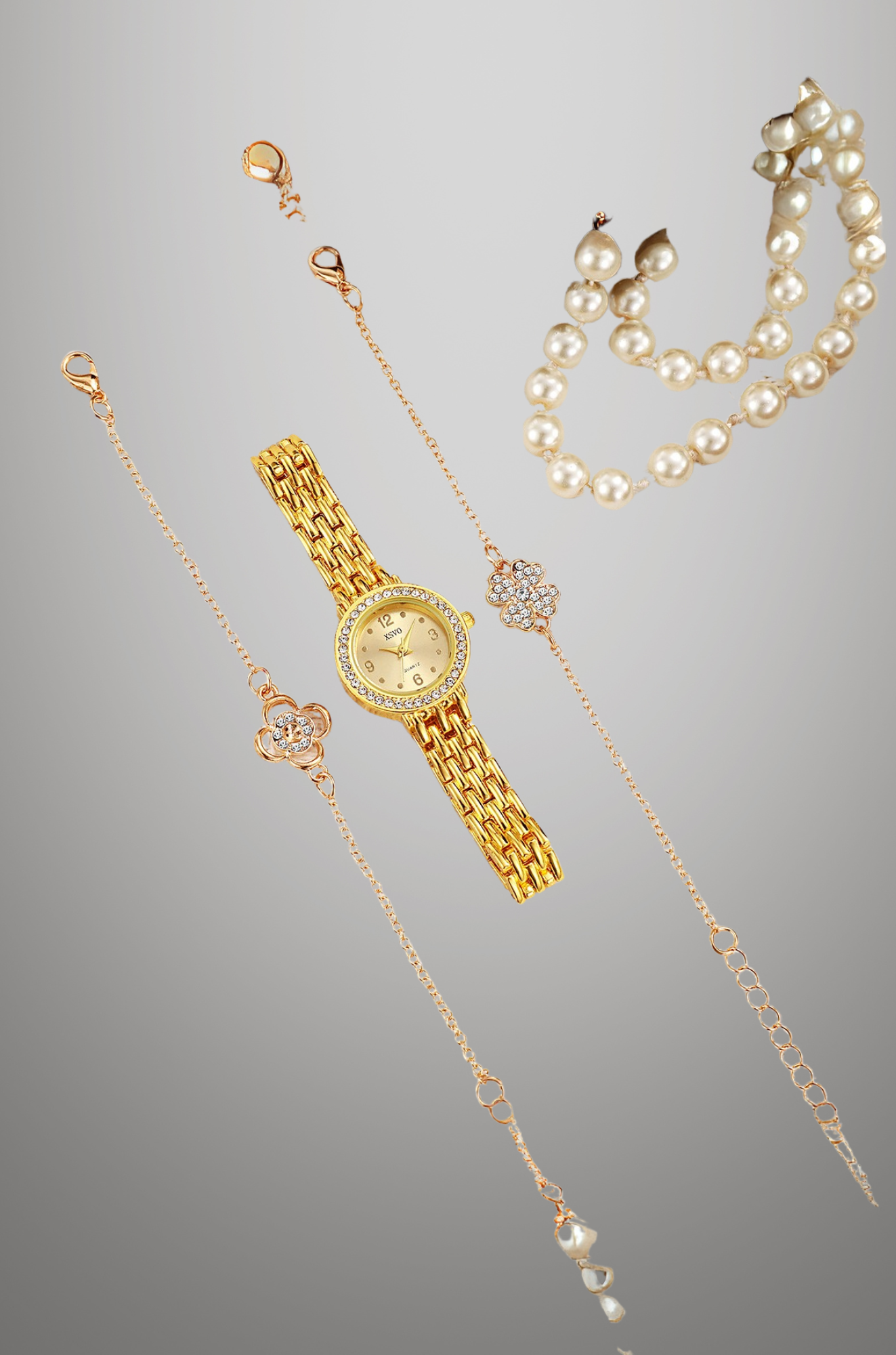 Golden Hour - Gold-Plated Watch and Bracelet Gift Set for Woman