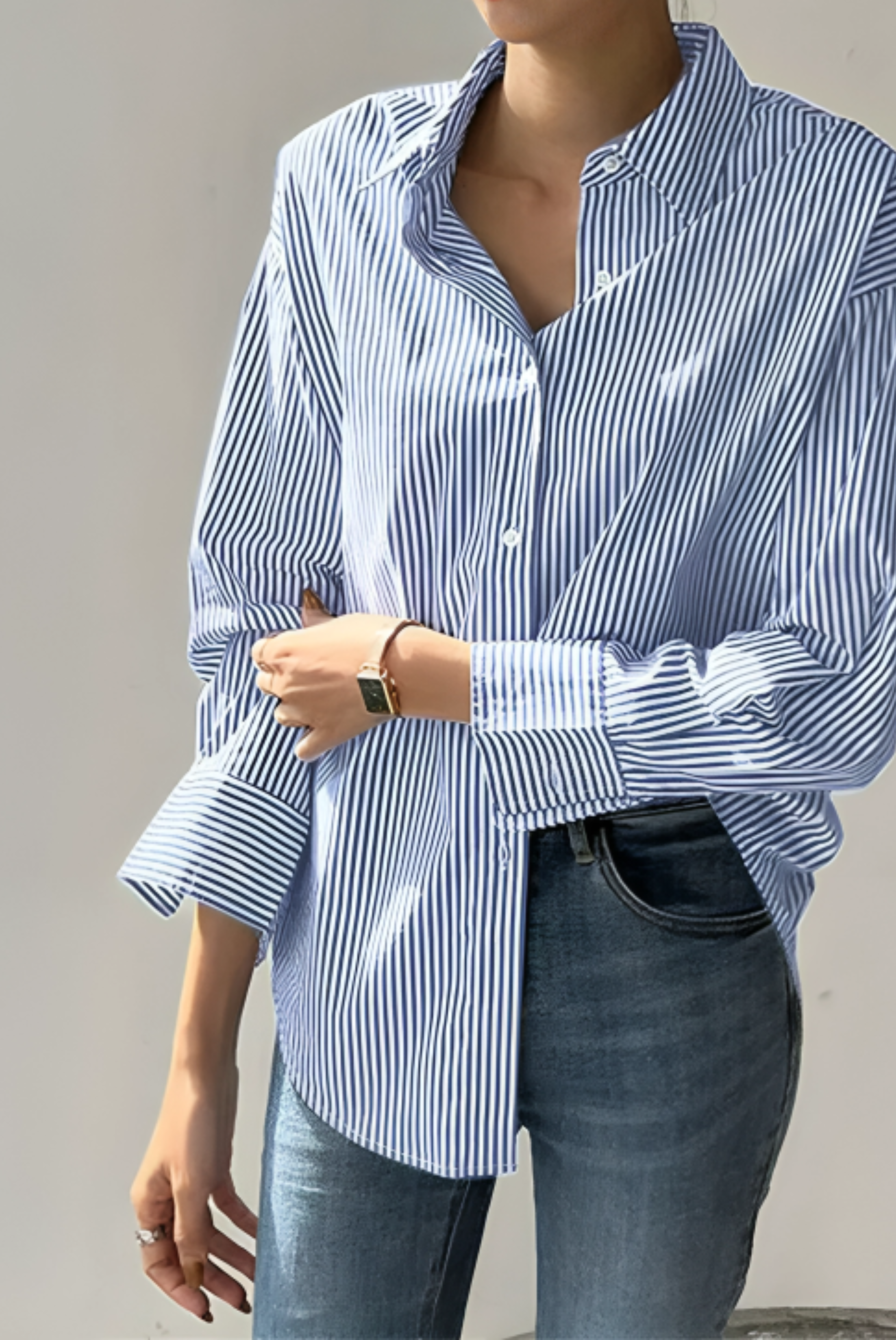 Hailey Executive Shirt - Striped Button-Up for Woman