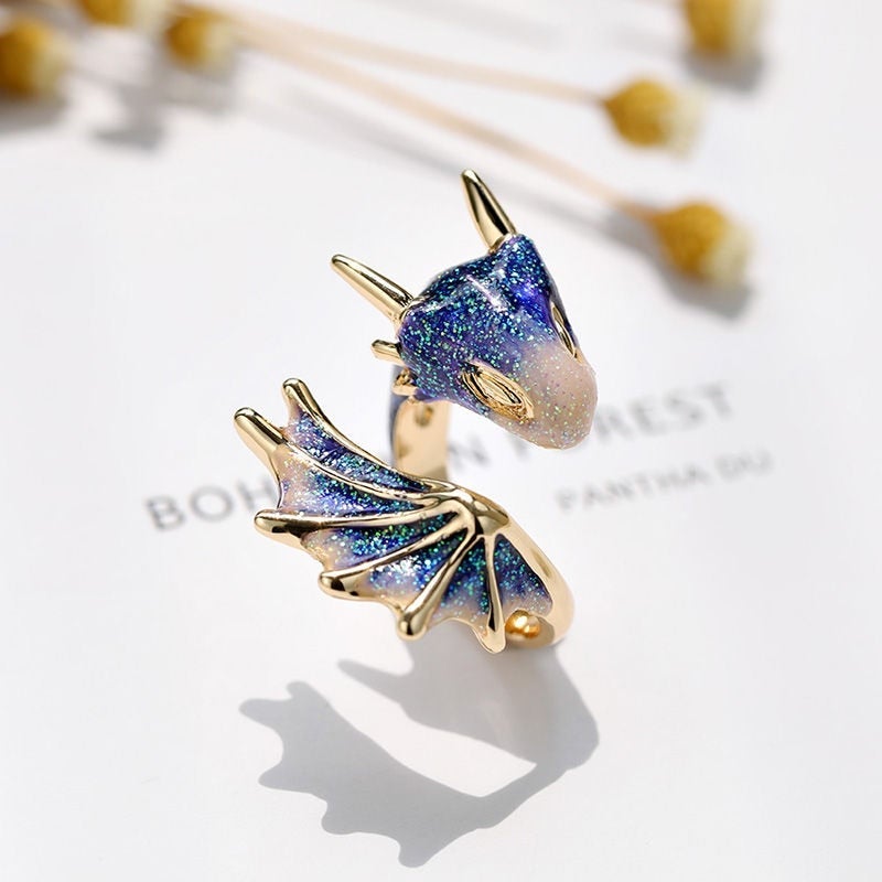 Mystical Blue Dragon Ring – Adjustable & Unique Design