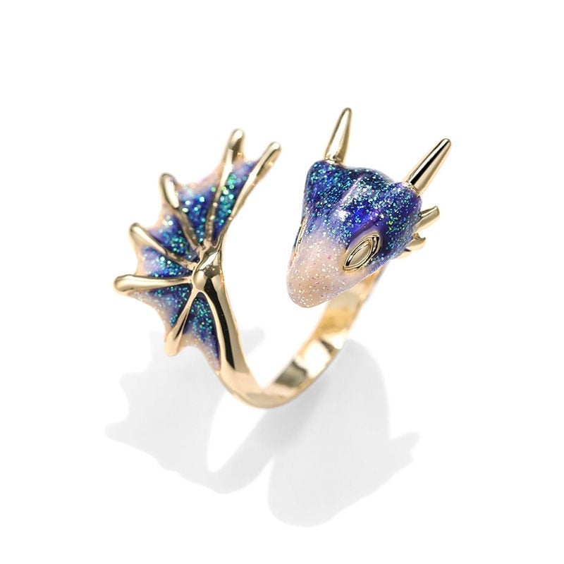Mystical Blue Dragon Ring – Adjustable & Unique Design