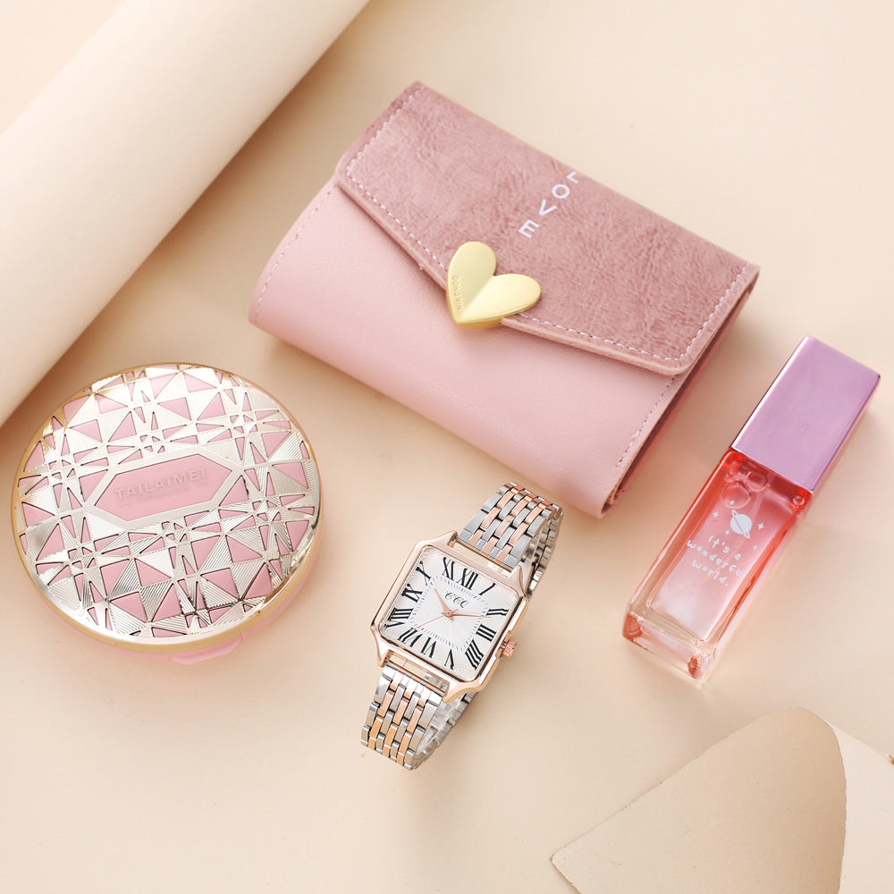 Elegant Pink Gift Set – Watch, Wallet & Accessories