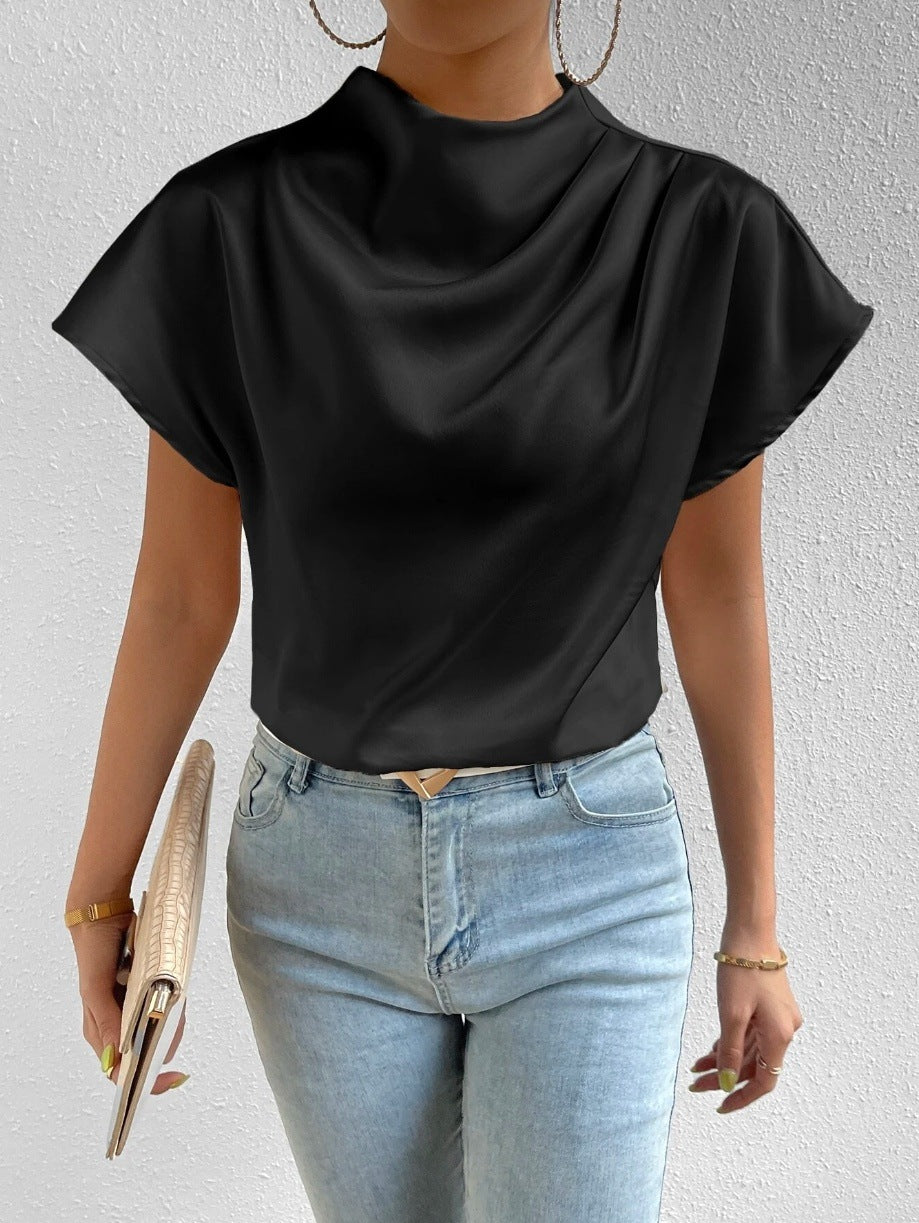 Marie Shine Top - Refined Satin Blouse for Woman