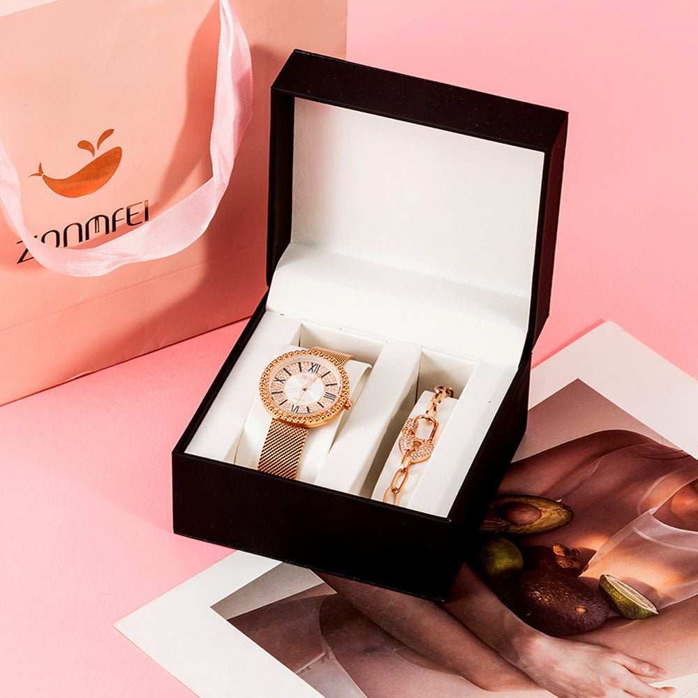 Luxury Rose Gold Gift Set – Watch & Matching Bracelet