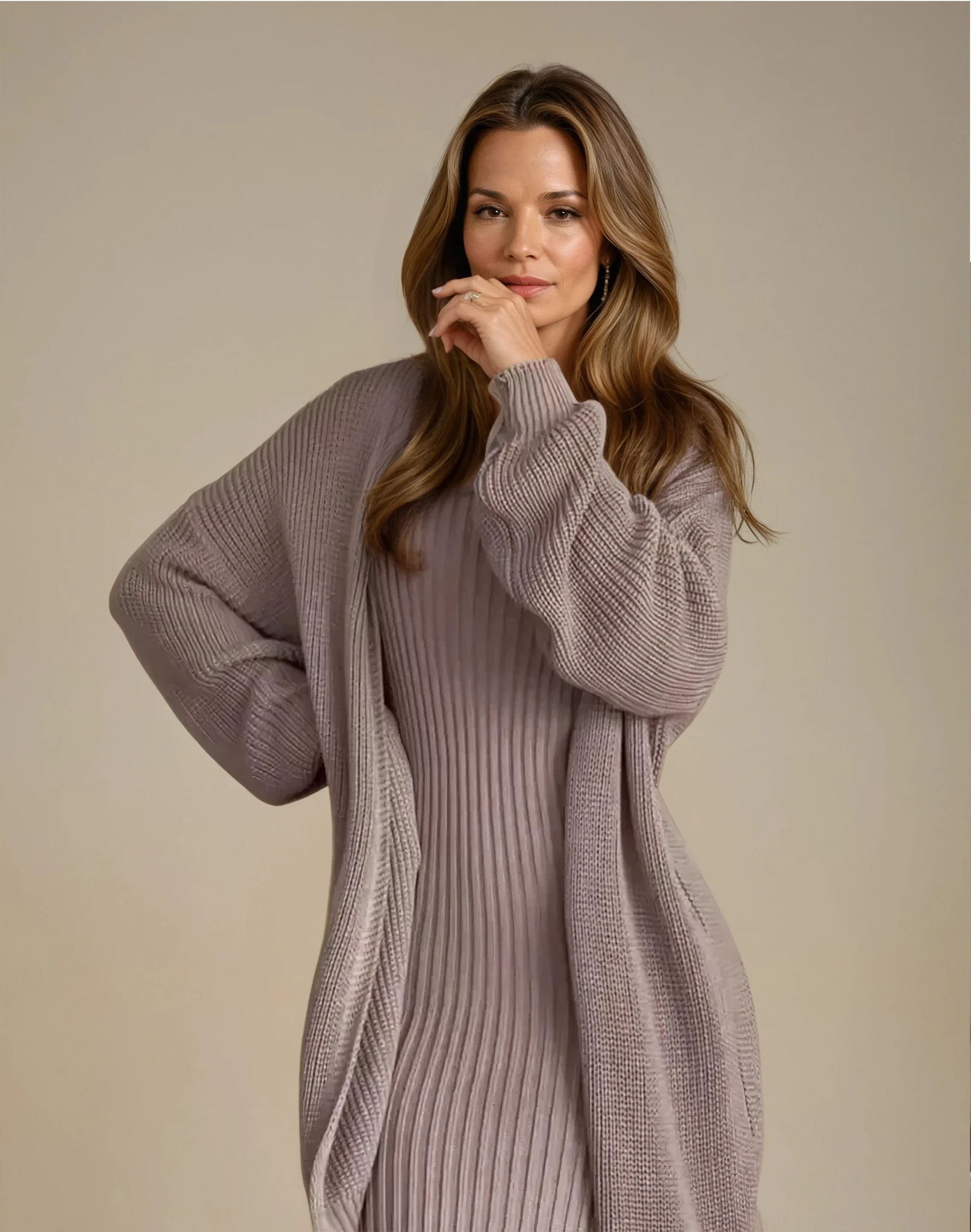 Arden - Cozy Knitted Dress and Cardigan Set for Woman