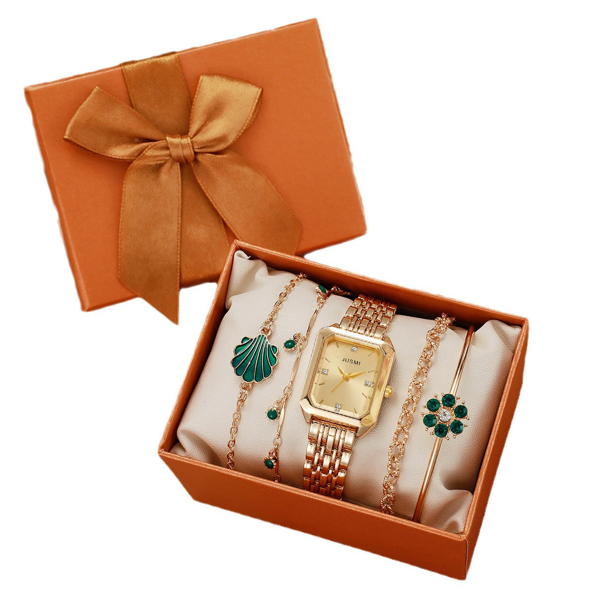 Emerald Green Watch & Jewelry Gift Set – Luxury in Every Detail