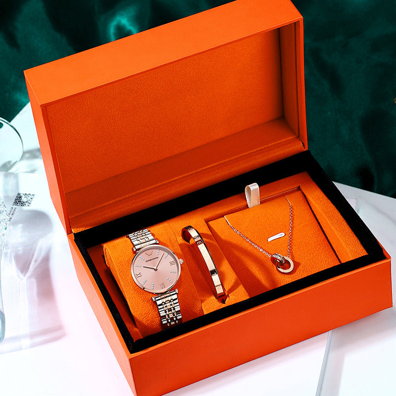 Rose Gold Watch & Jewelry Gift Set – Timeless Elegance in a Luxury Box
