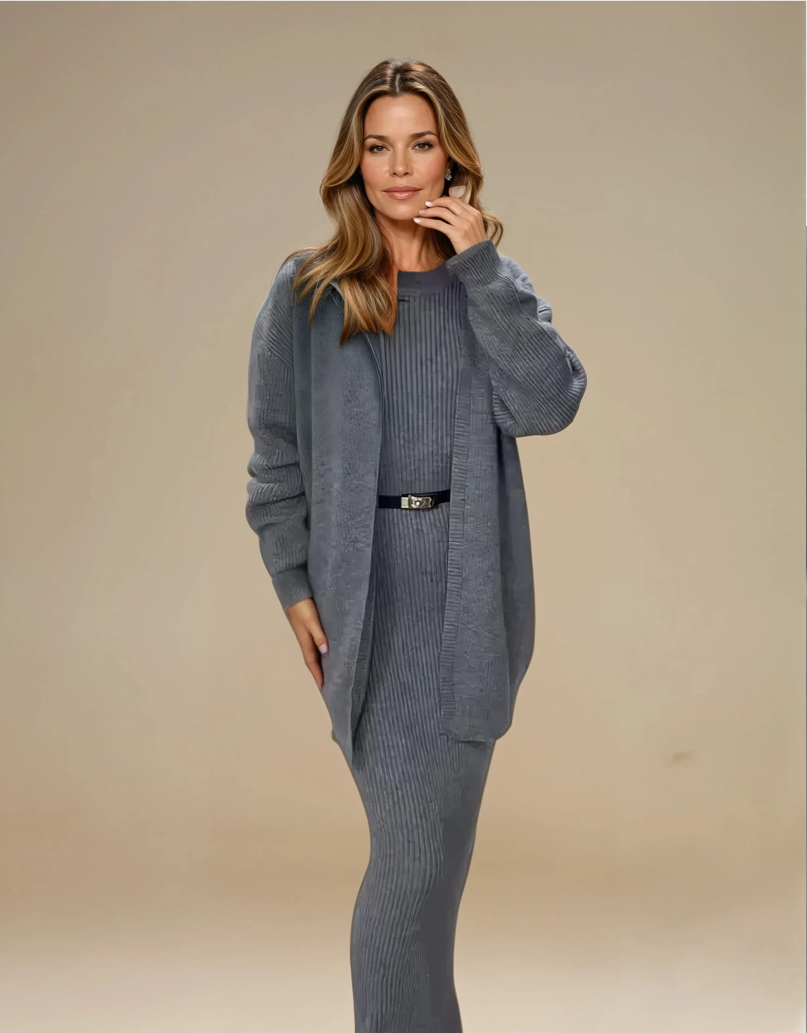 Arden - Cozy Knitted Dress and Cardigan Set for Woman