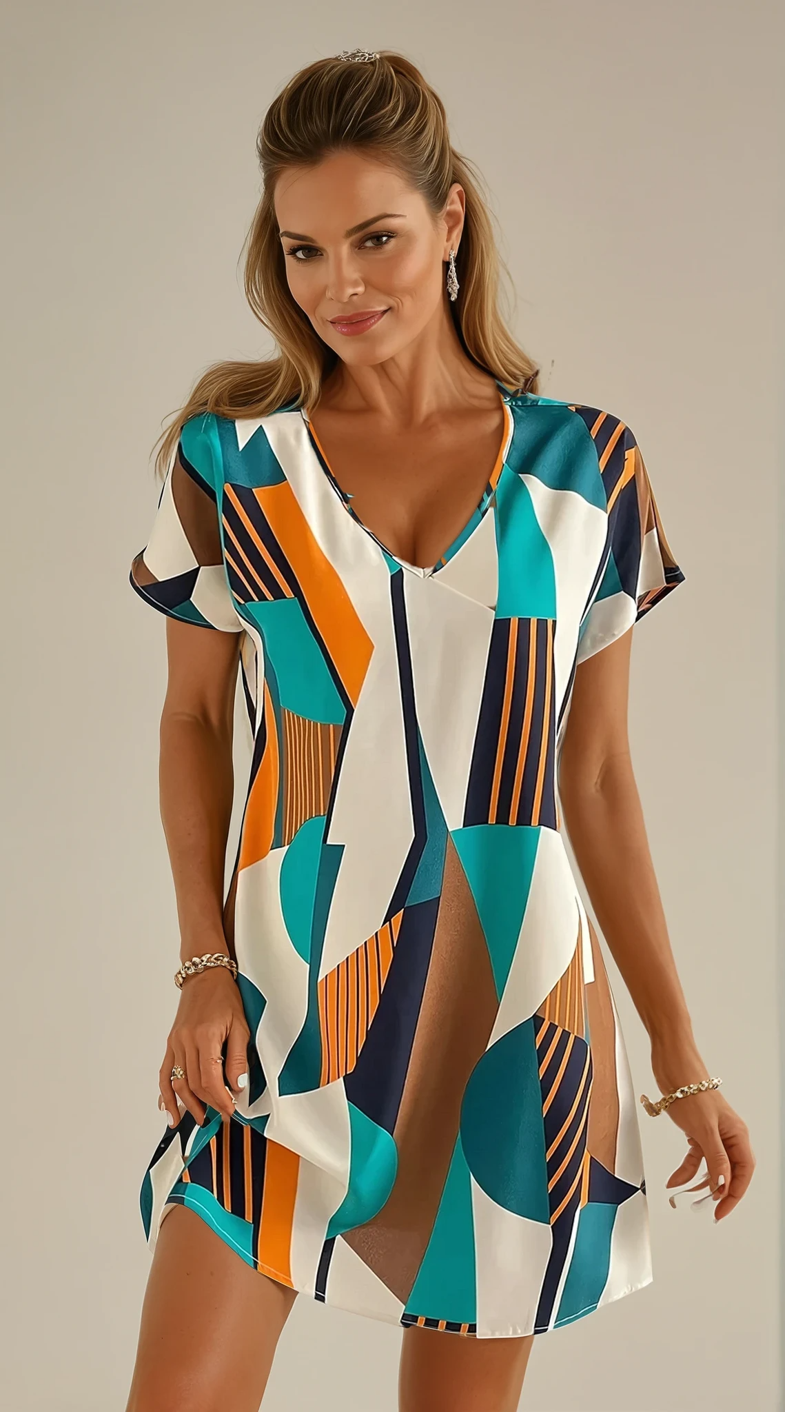 Zara - Stylish Geometric Print Dress for Woman