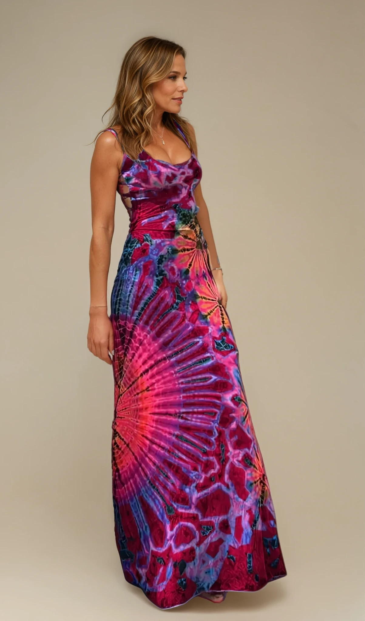 Arlina - Abstract Floral Printing Backless Dress for Woman