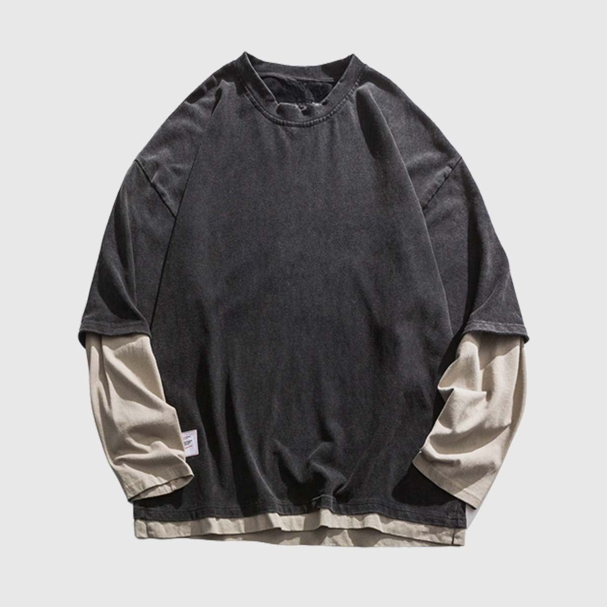 Layered Comfort Sweatshirt - Casual Two-Tone Long Sleeve for Men