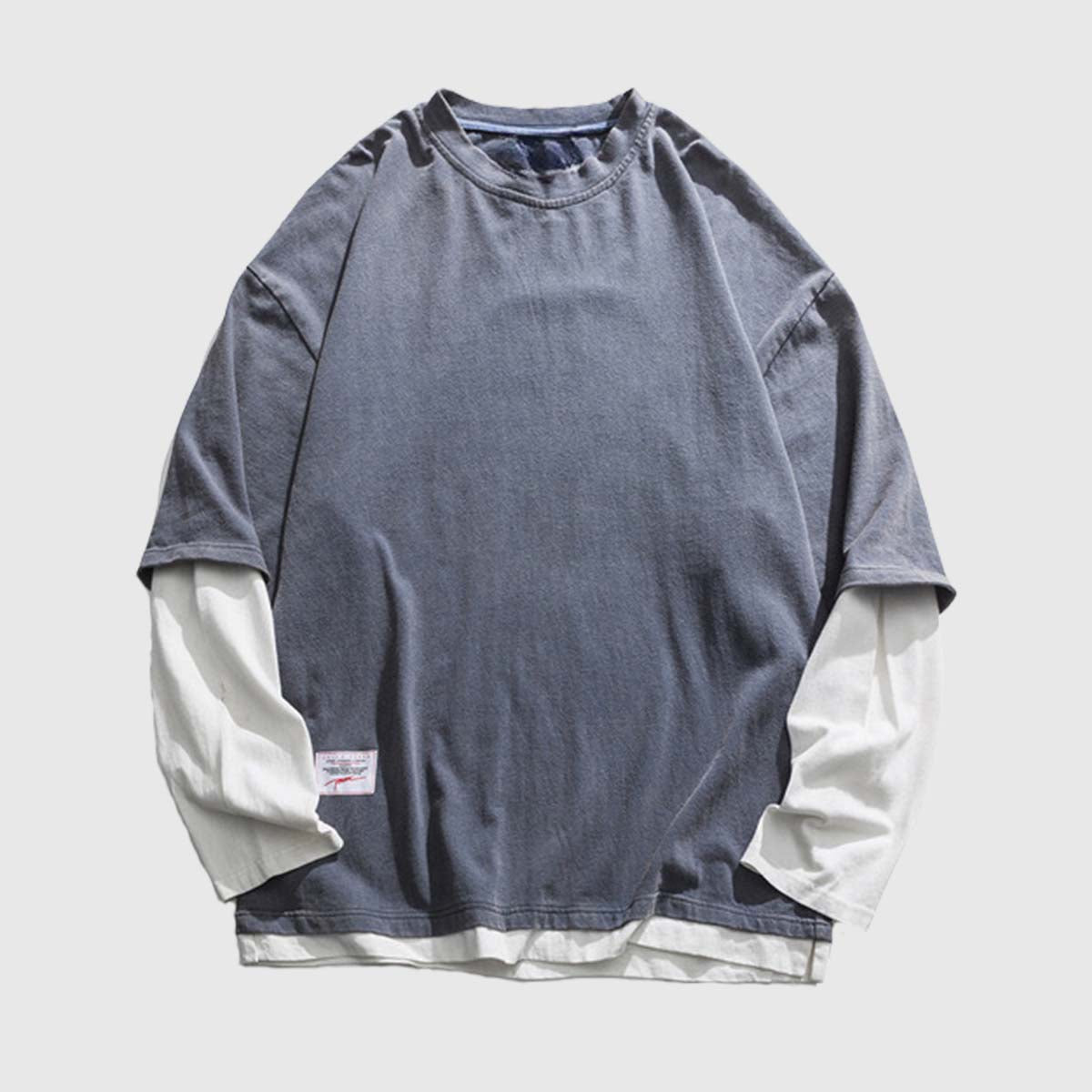 Layered Comfort Sweatshirt - Casual Two-Tone Long Sleeve for Men