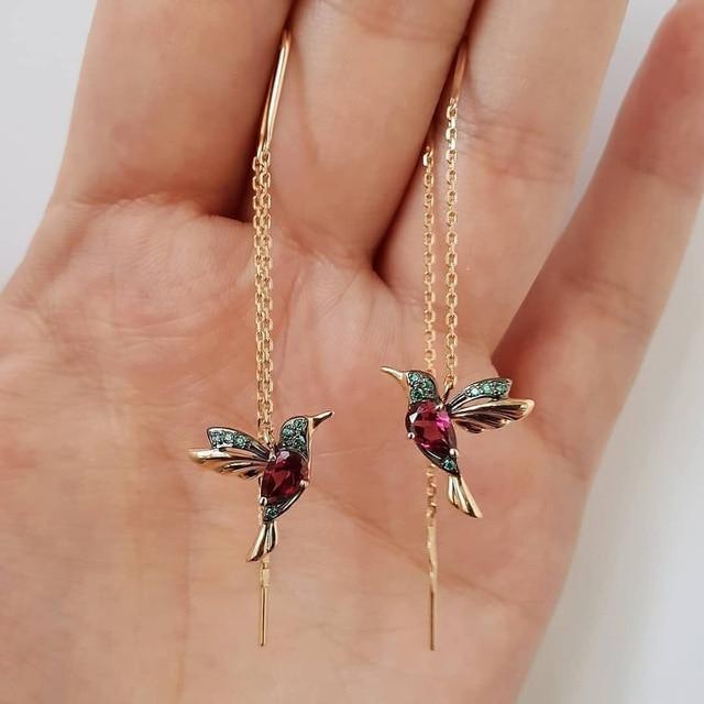 Hummingbird Drop Earrings – A Symbol of Beauty & Freedom