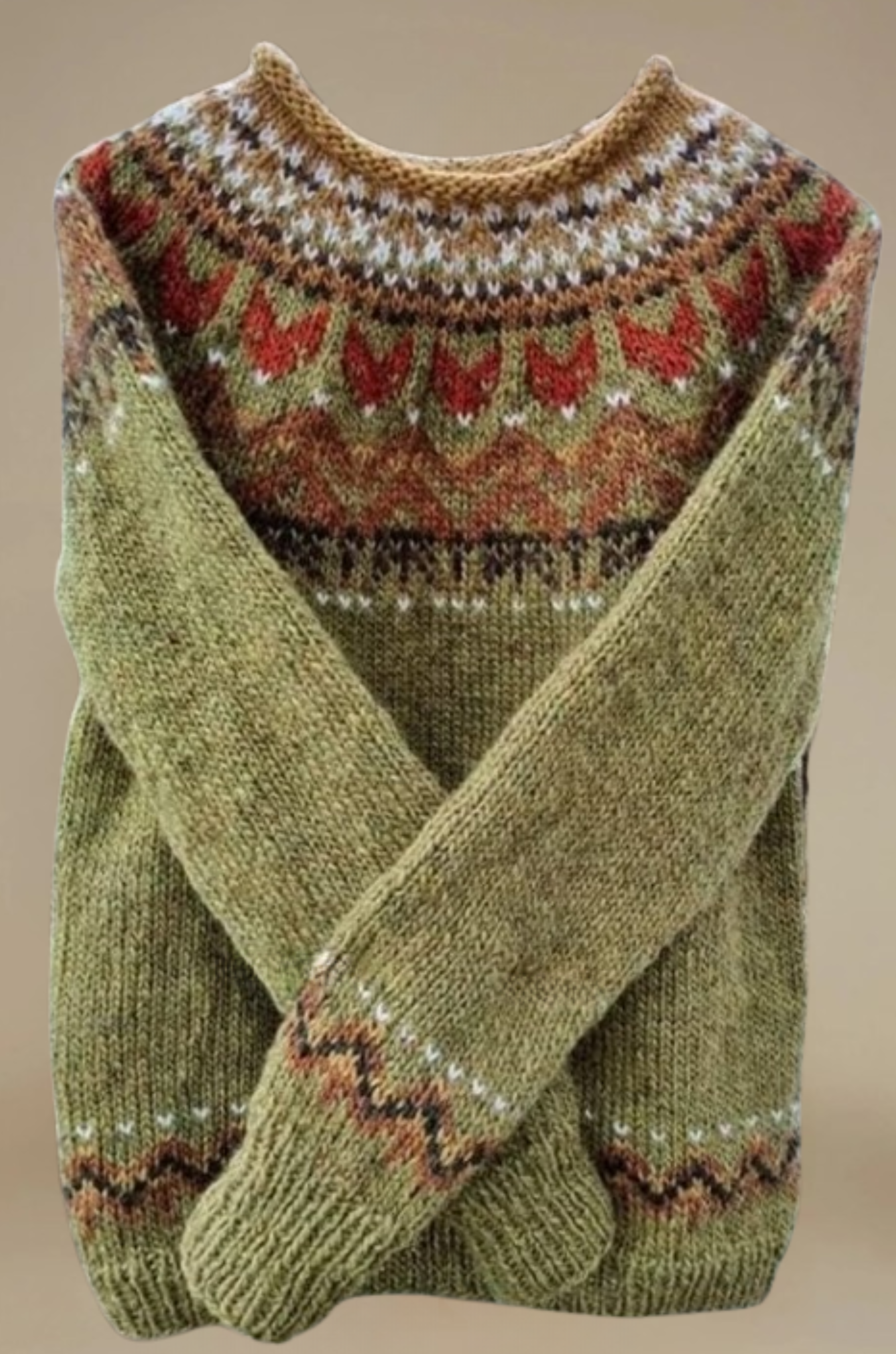 Aveline - Hand-Knitted Nordic Wool Sweater for Woman
