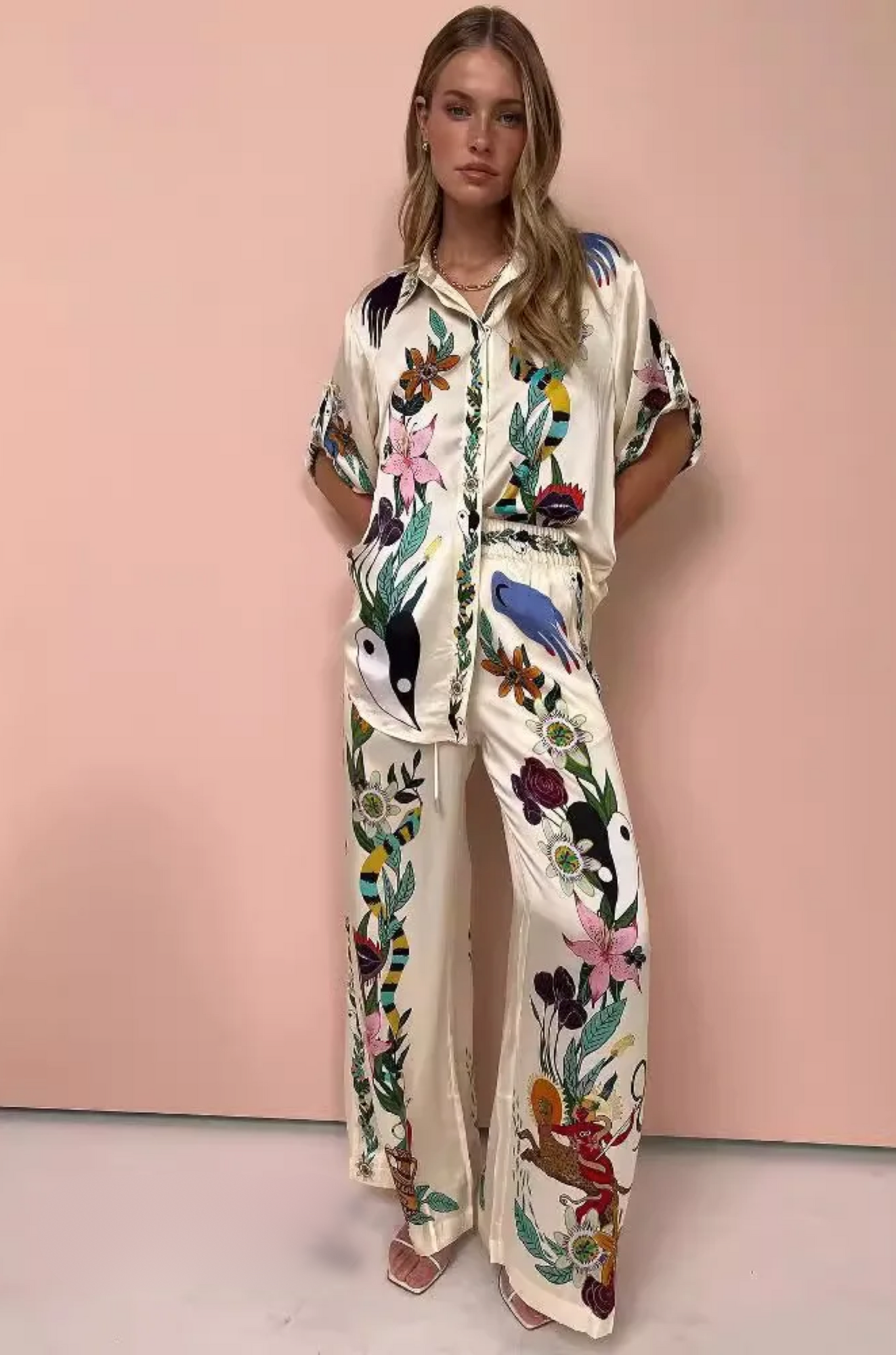 Marrakech Set - Silk Floral Lounge Set for Woman