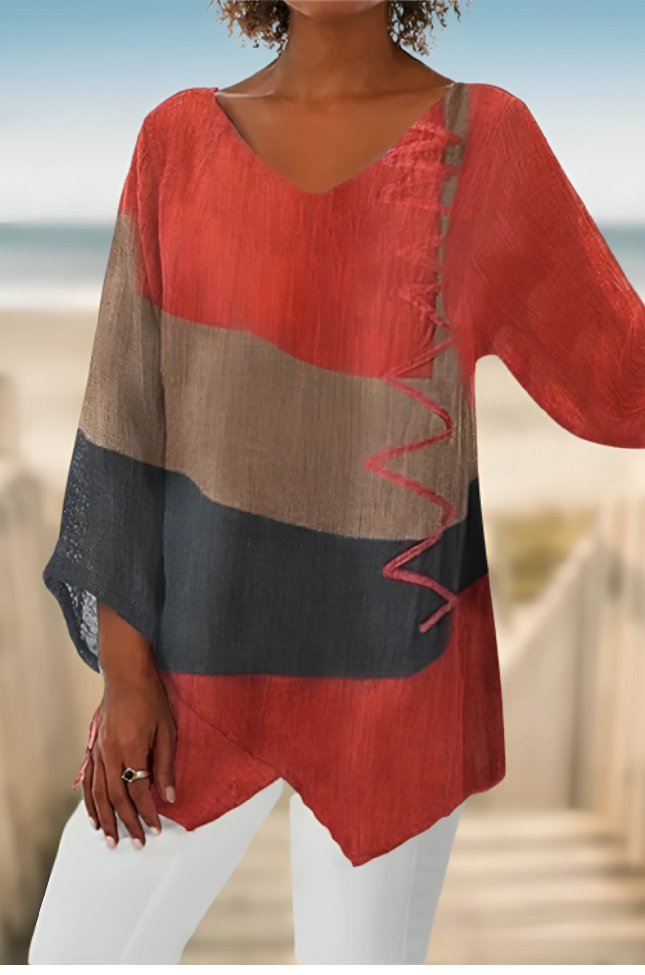 Monica Blouse - Trendy Vintage Blouse with Tummy Coverage for Woman