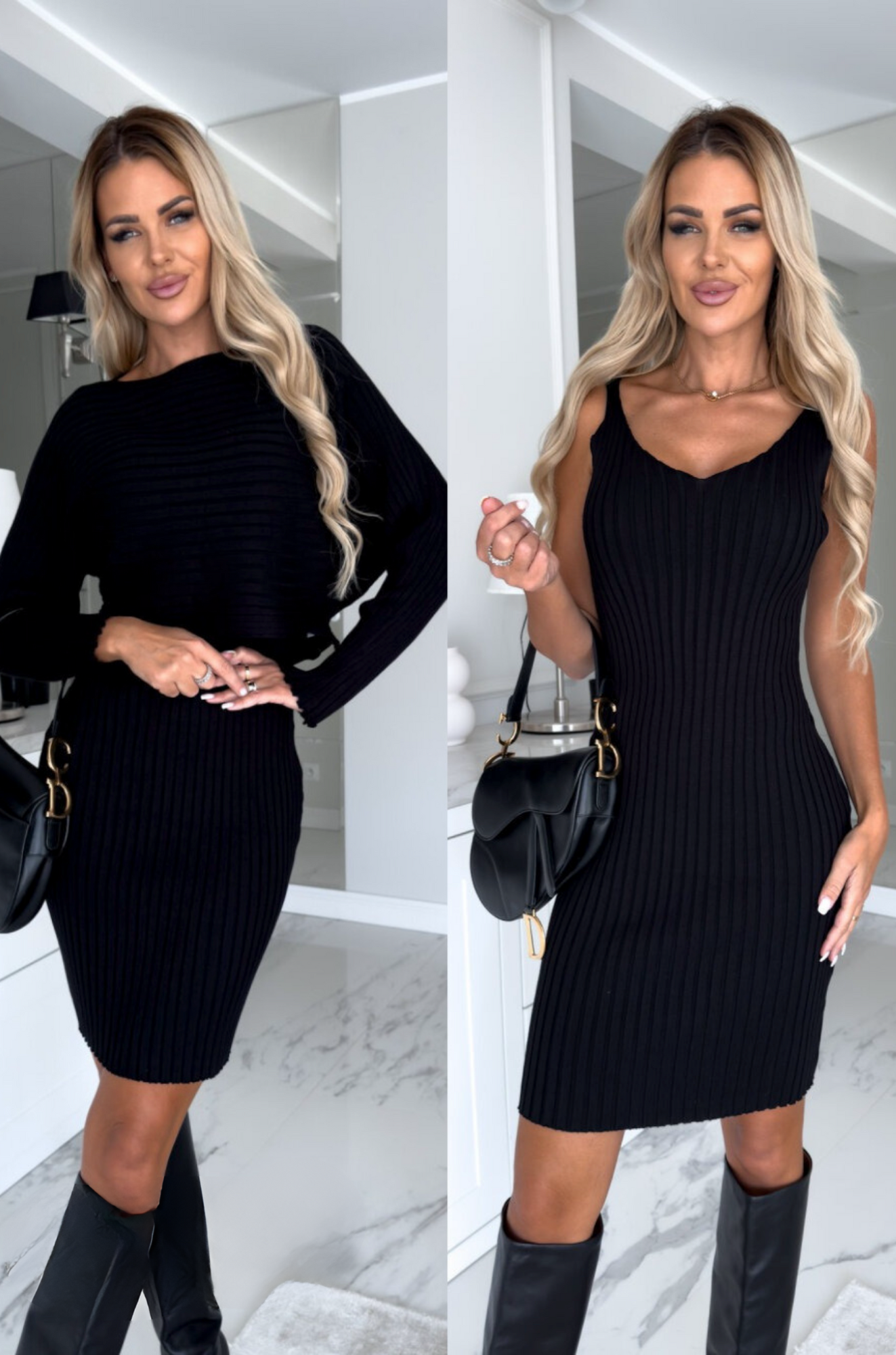 Olivia Set Dress - Ribbed Knit Two-Piece for Woman