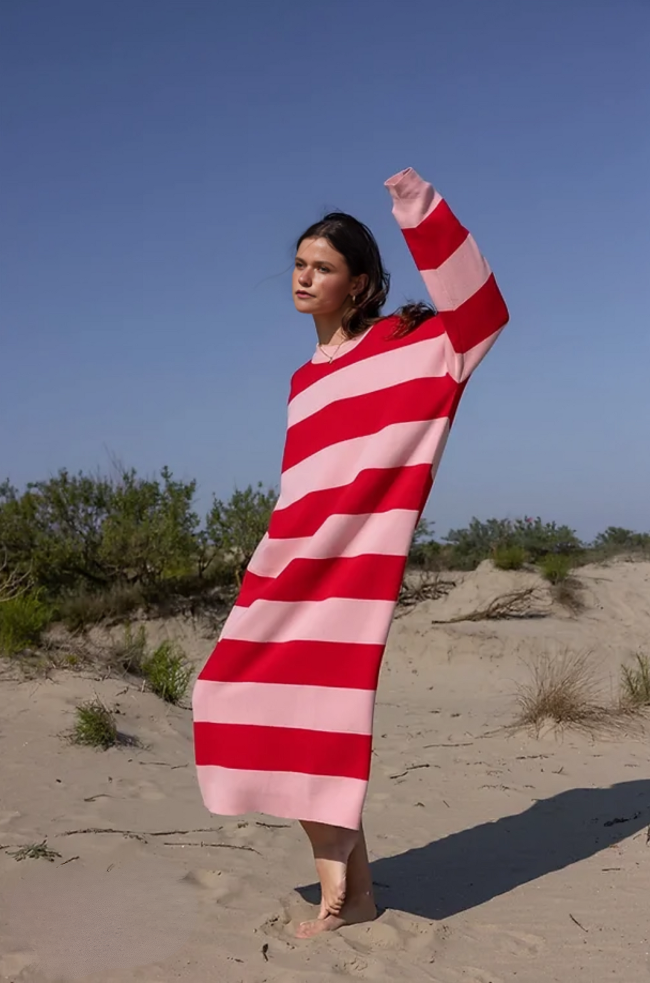 Soleil Dress - Striped Midi Style for Woman