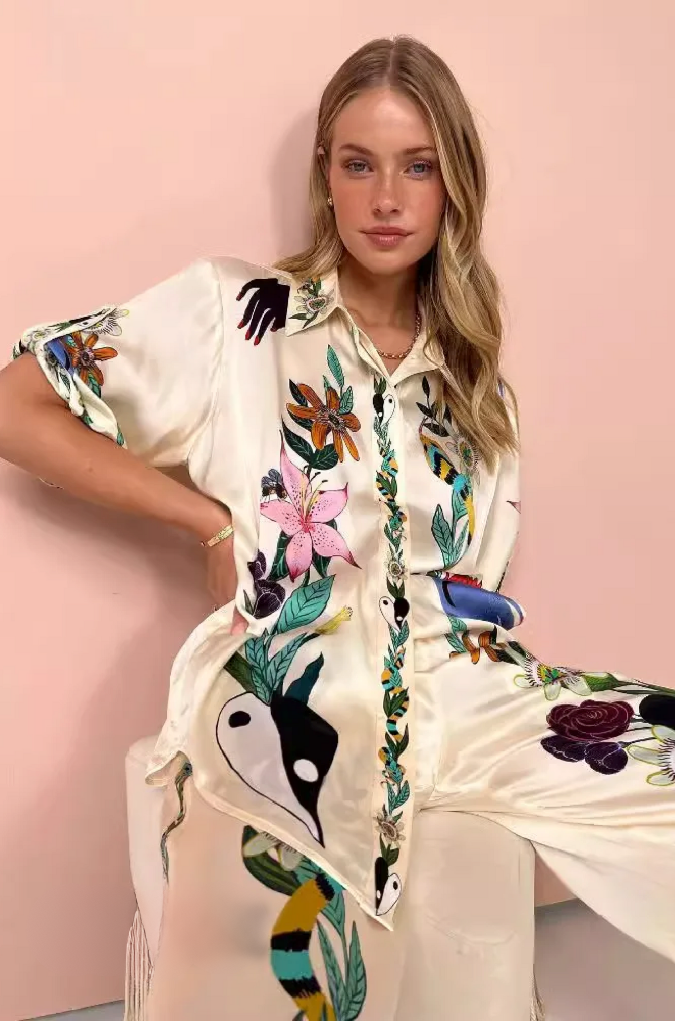 Marrakech Set - Silk Floral Lounge Set for Woman