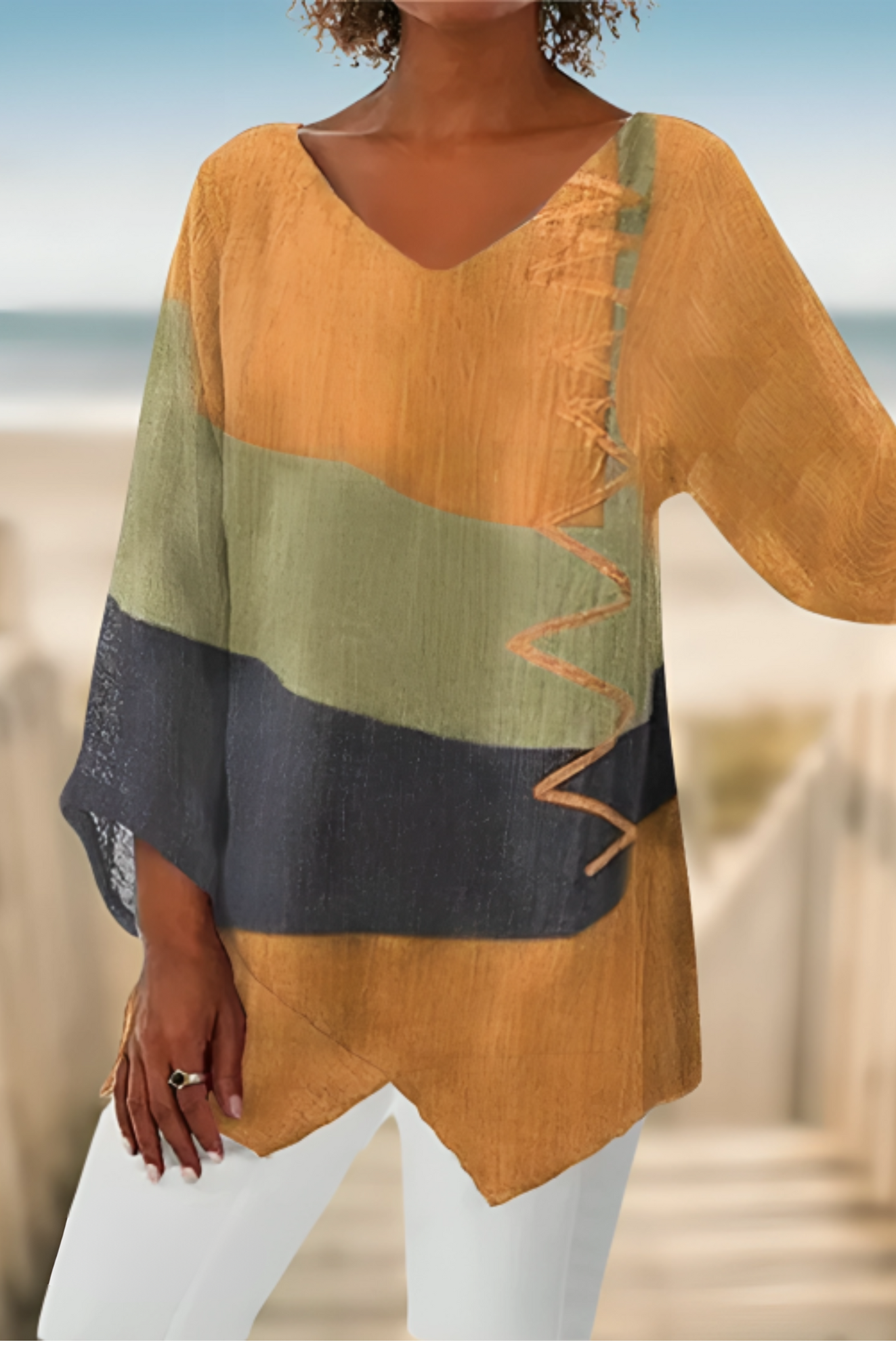 Monica Blouse - Trendy Vintage Blouse with Tummy Coverage for Woman