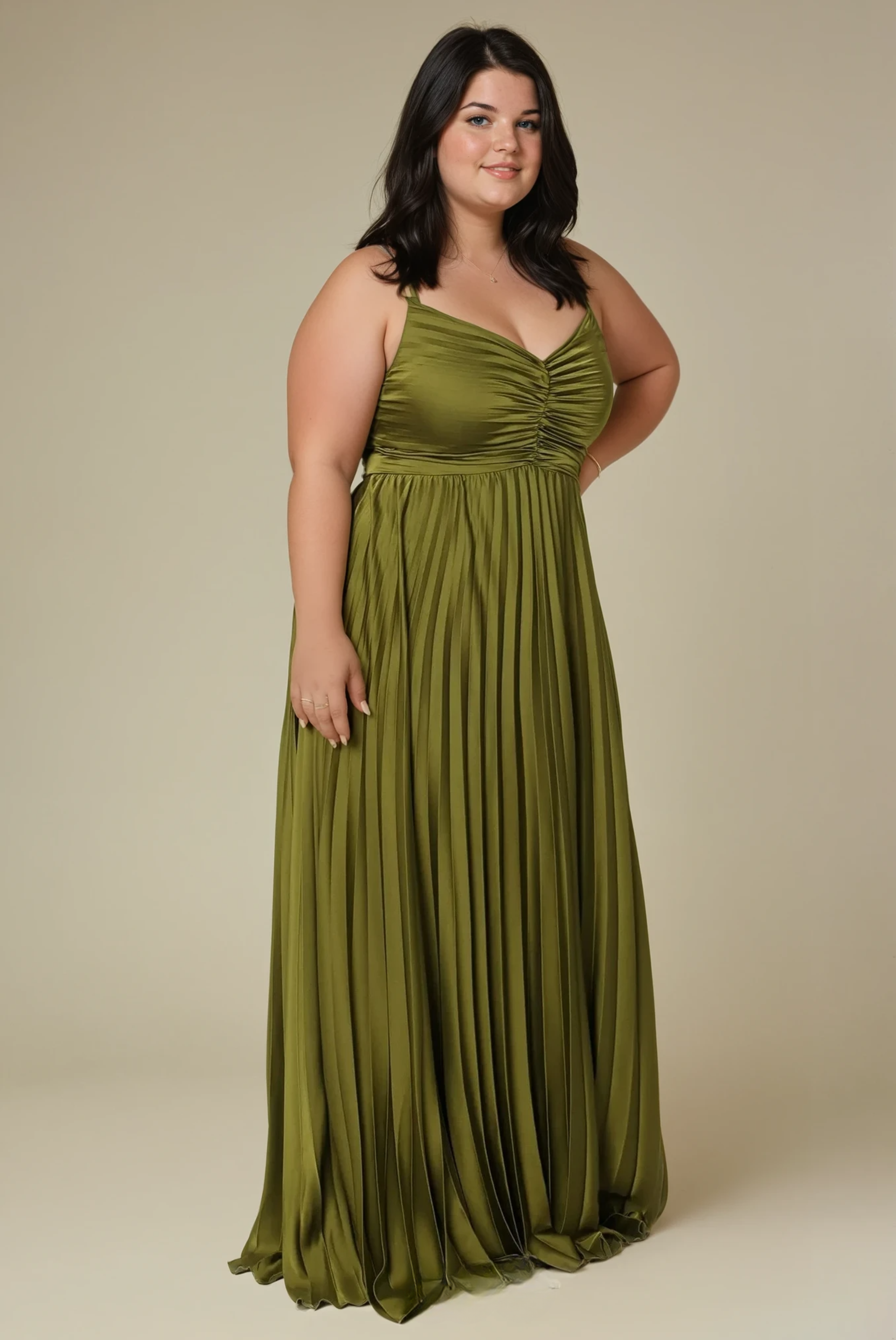 Aiah - Elegant Pleated Maxi Dress for Woman