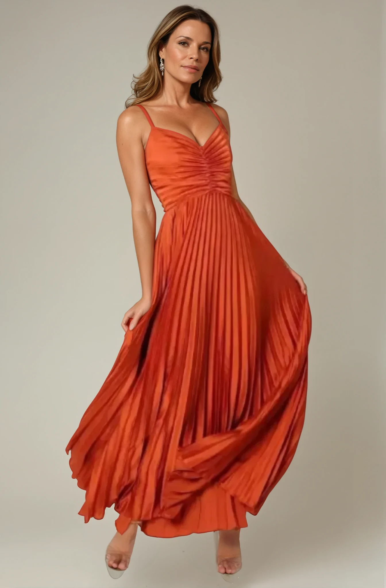 Aiah - Elegant Pleated Maxi Dress for Woman