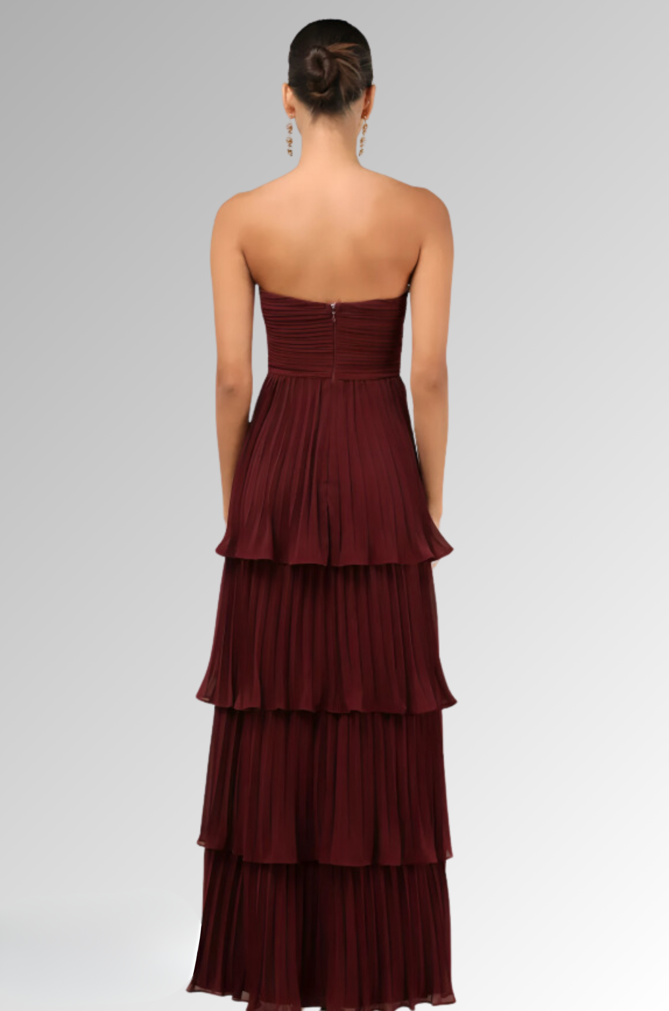 Eva Strapless Tiered Maxi Dress - Tiered Evening Gown for Woman