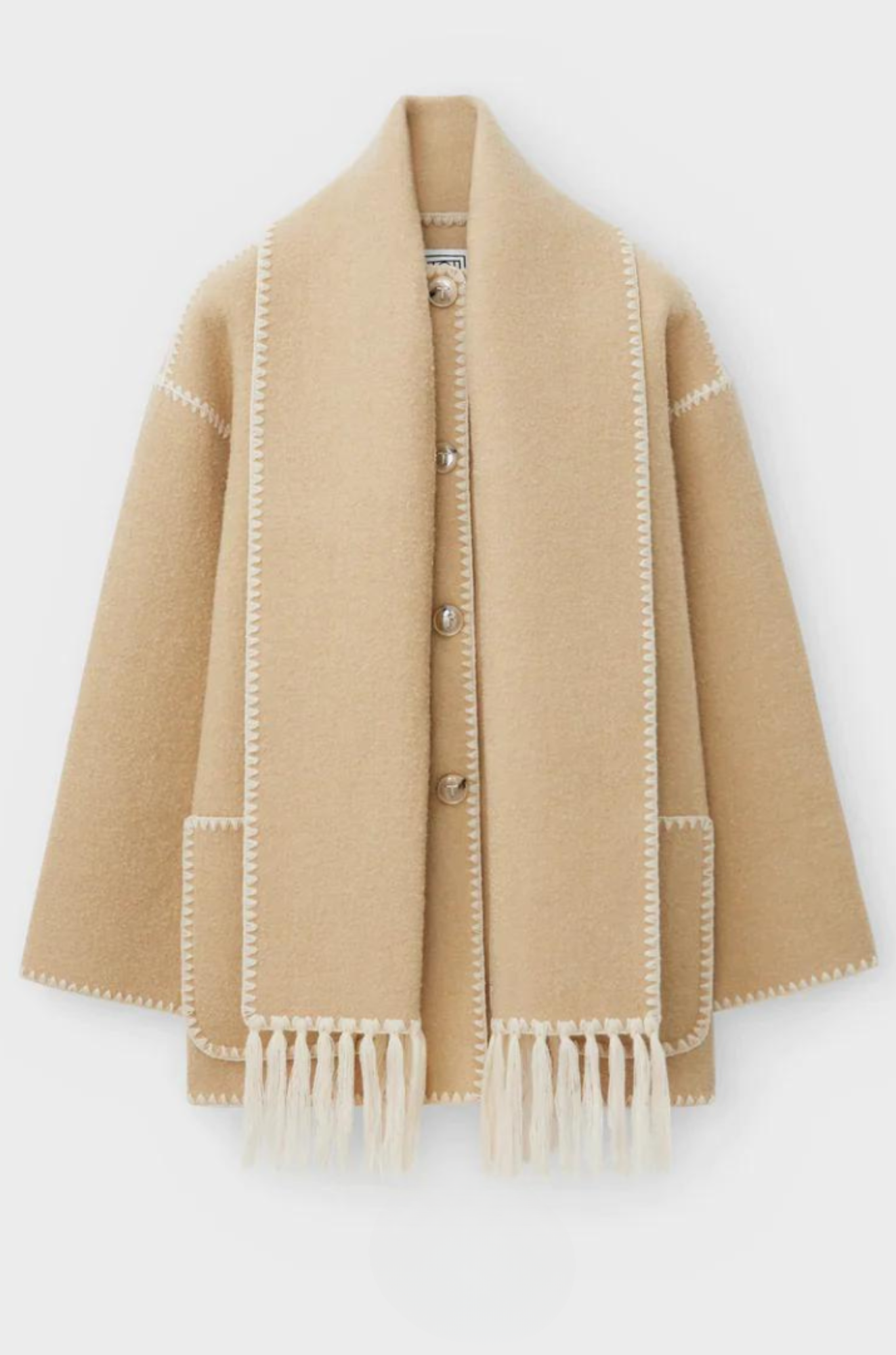 Essential Scarf Coat - Oversized Coat with Built-In Scarf for Woman