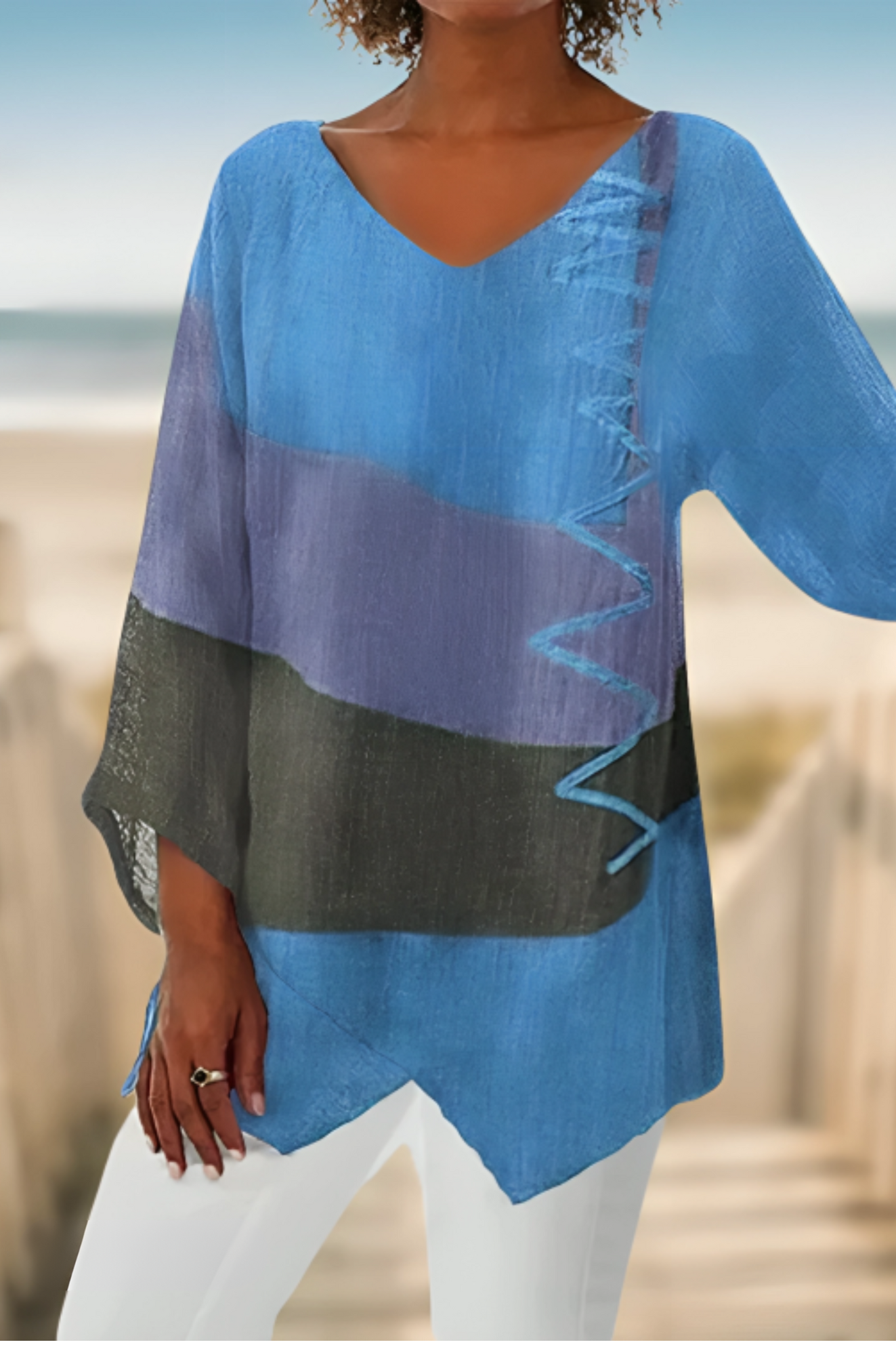 Monica Blouse - Trendy Vintage Blouse with Tummy Coverage for Woman